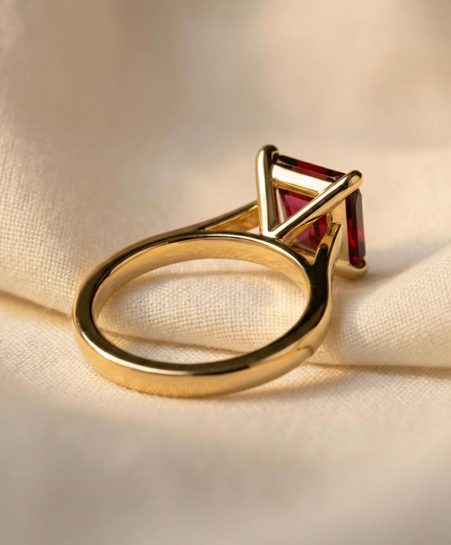 Princess Cut Garnet Engagement Ring, January Birthstone Solitaire Ring, Deep Red Gemstone Promise Ring, Anniversary Gift for Her