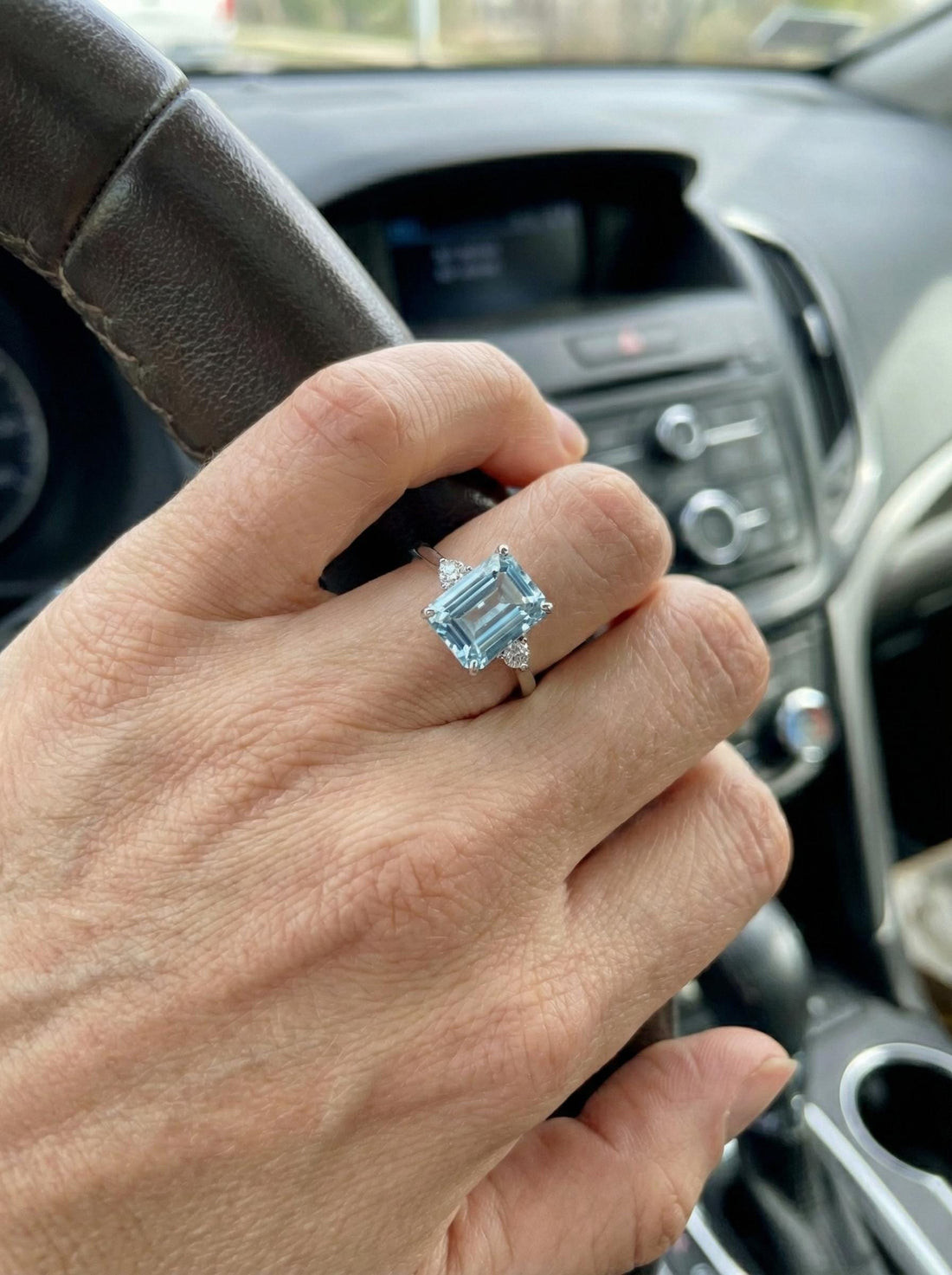 1.75ct Aquamarine Ring, Emerald Cut Aquamarine Ring, 14K Gold Statement Ring, Certified Stone Ring, March Birthstone