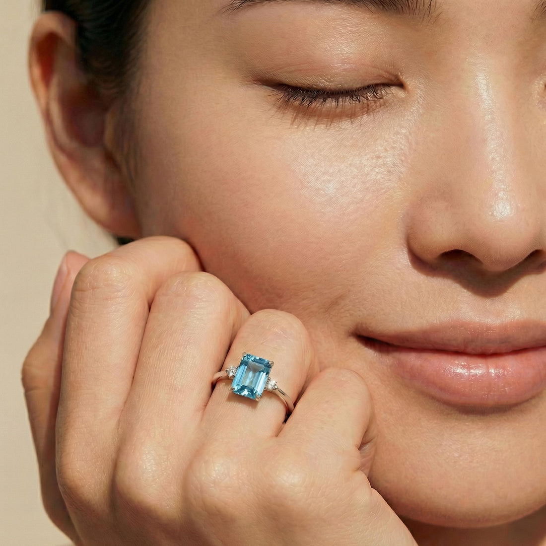 1.75ct Aquamarine Ring, Emerald Cut Aquamarine Ring, 14K Gold Statement Ring, Certified Stone Ring, March Birthstone