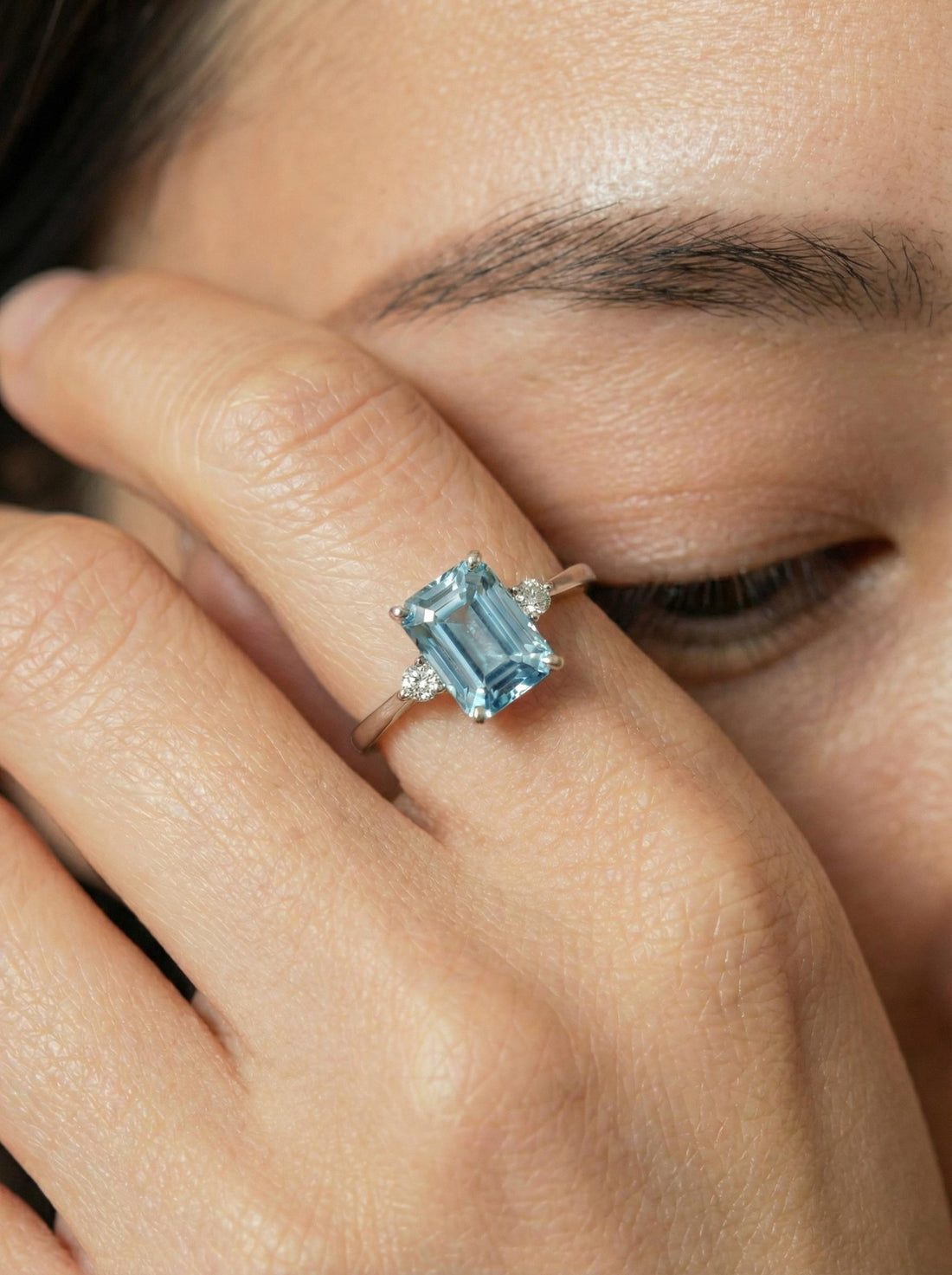 1.75ct Aquamarine Ring, Emerald Cut Aquamarine Ring, 14K Gold Statement Ring, Certified Stone Ring, March Birthstone
