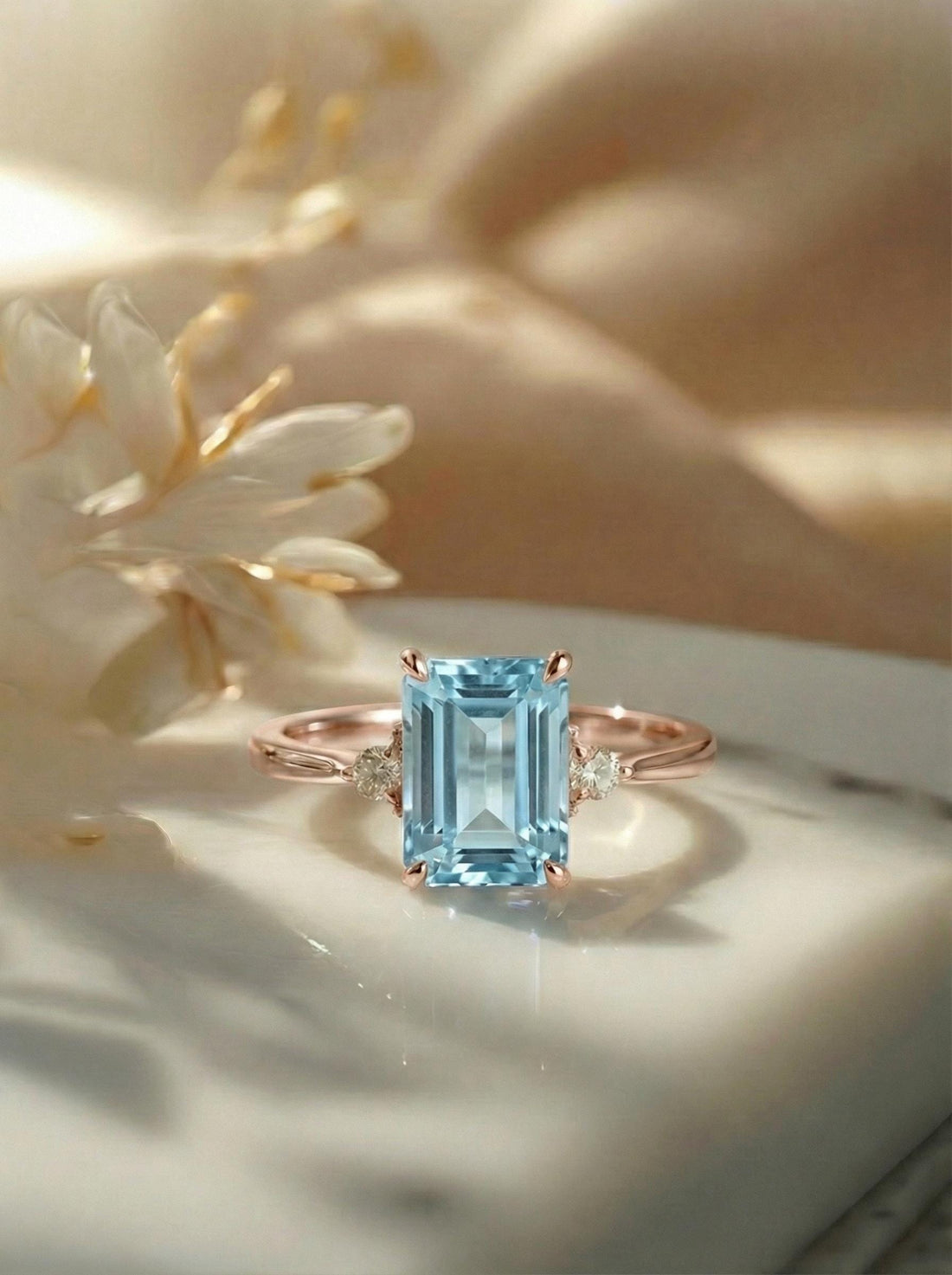 1.75ct Aquamarine Ring, Emerald Cut Aquamarine Ring, 14K Gold Statement Ring, Certified Stone Ring, March Birthstone