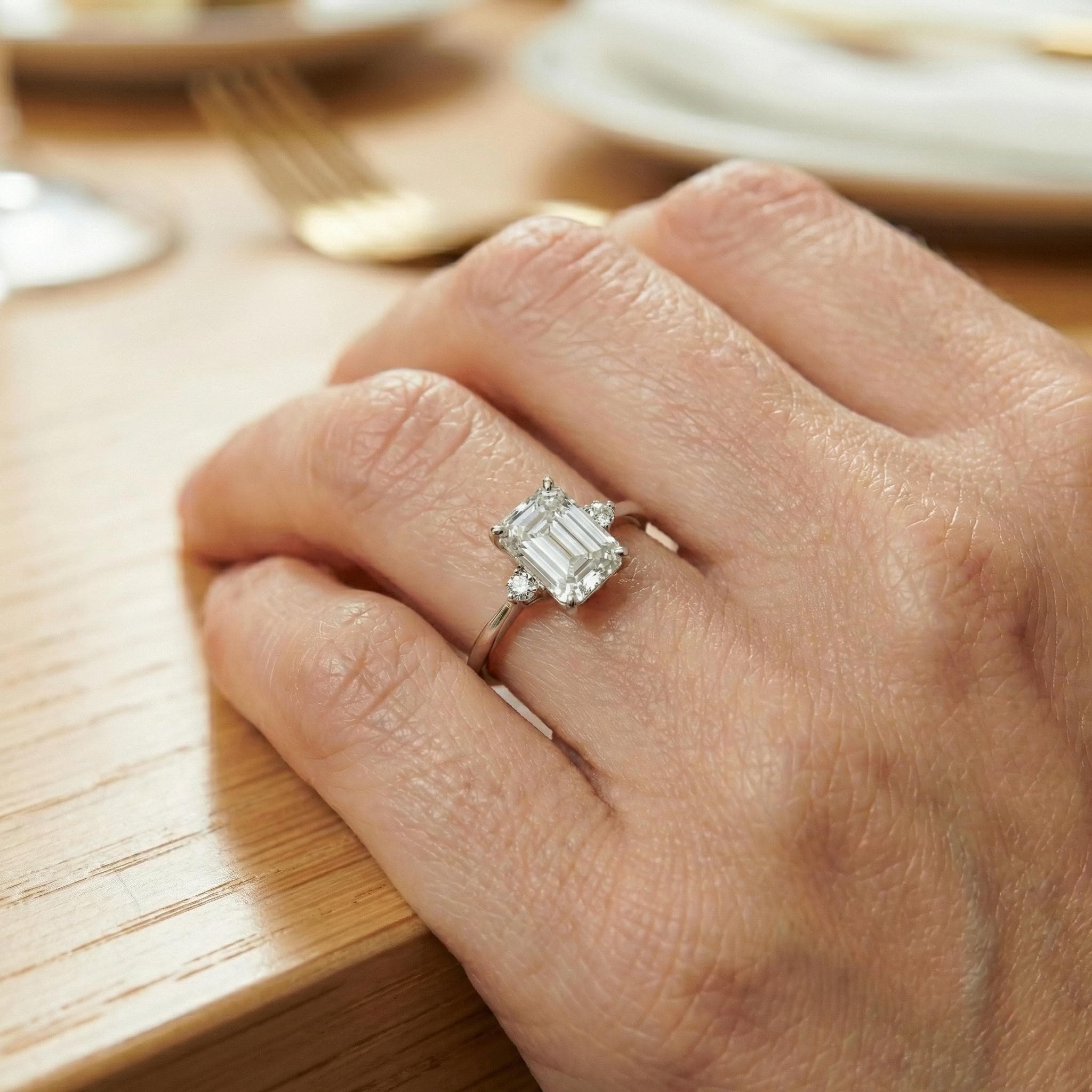 1.75ct Simulated Diamond Ring, Emerald Cut CZ Engagement Ring, 14K Gold Statement Ring, Certified Stone Ring, April Birthstone