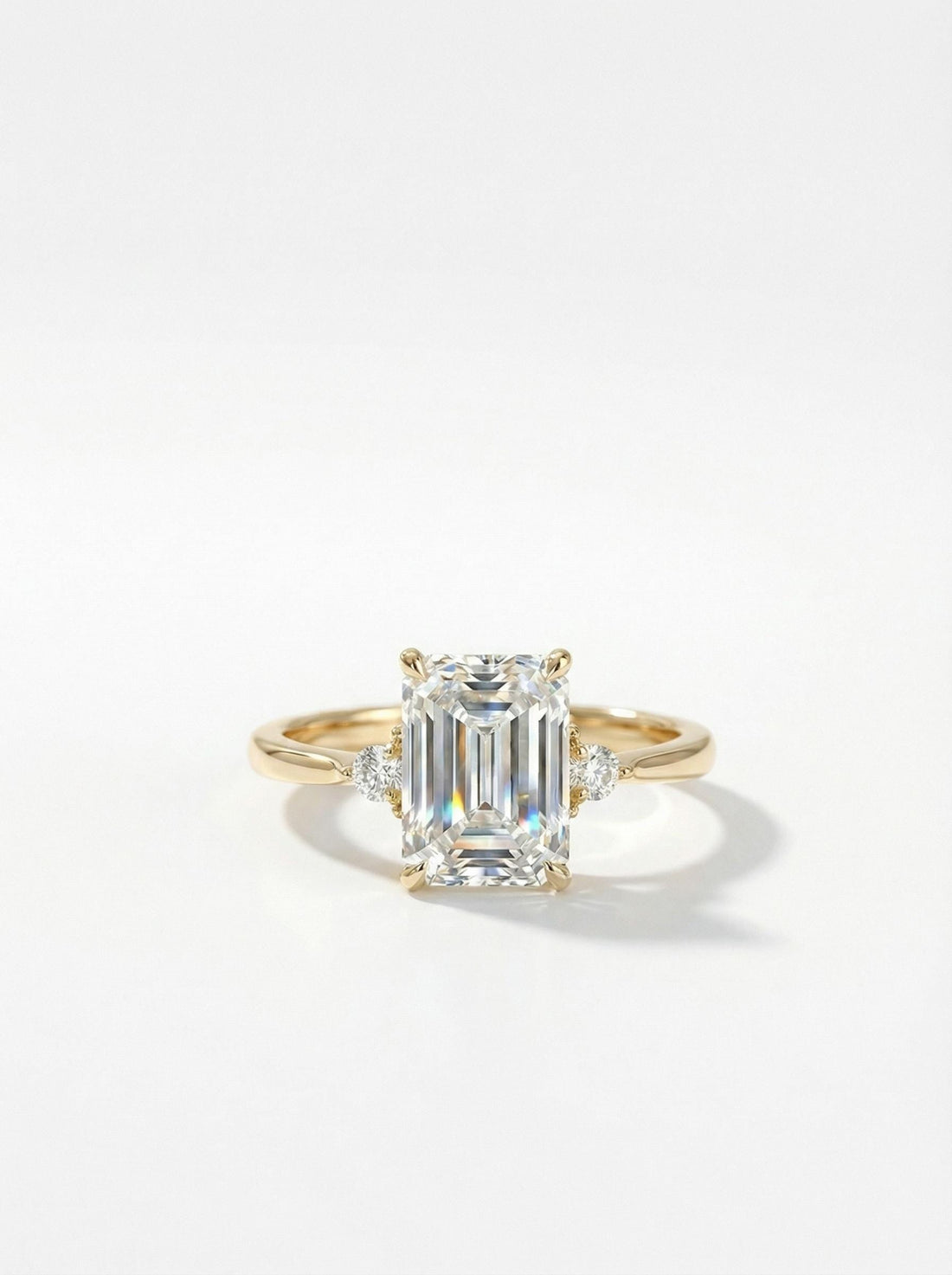 1.75ct Simulated Diamond Ring, Emerald Cut CZ Engagement Ring, 14K Gold Statement Ring, Certified Stone Ring, April Birthstone