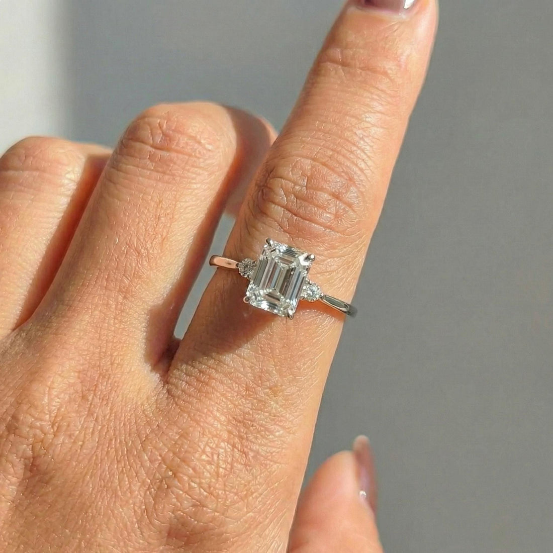 1.75ct Simulated Diamond Ring, Emerald Cut CZ Engagement Ring, 14K Gold Statement Ring, Certified Stone Ring, April Birthstone