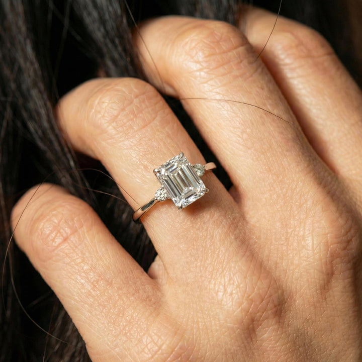 1.75ct Simulated Diamond Ring, Emerald Cut CZ Engagement Ring, 14K Gold Statement Ring, Certified Stone Ring, April Birthstone