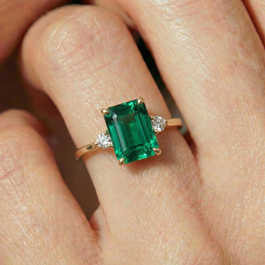 1.75ct Emerald Ring, Emerald Cut Emerald Ring, 14K Gold Statement Ring, Certified Stone Ring, May Birthstone