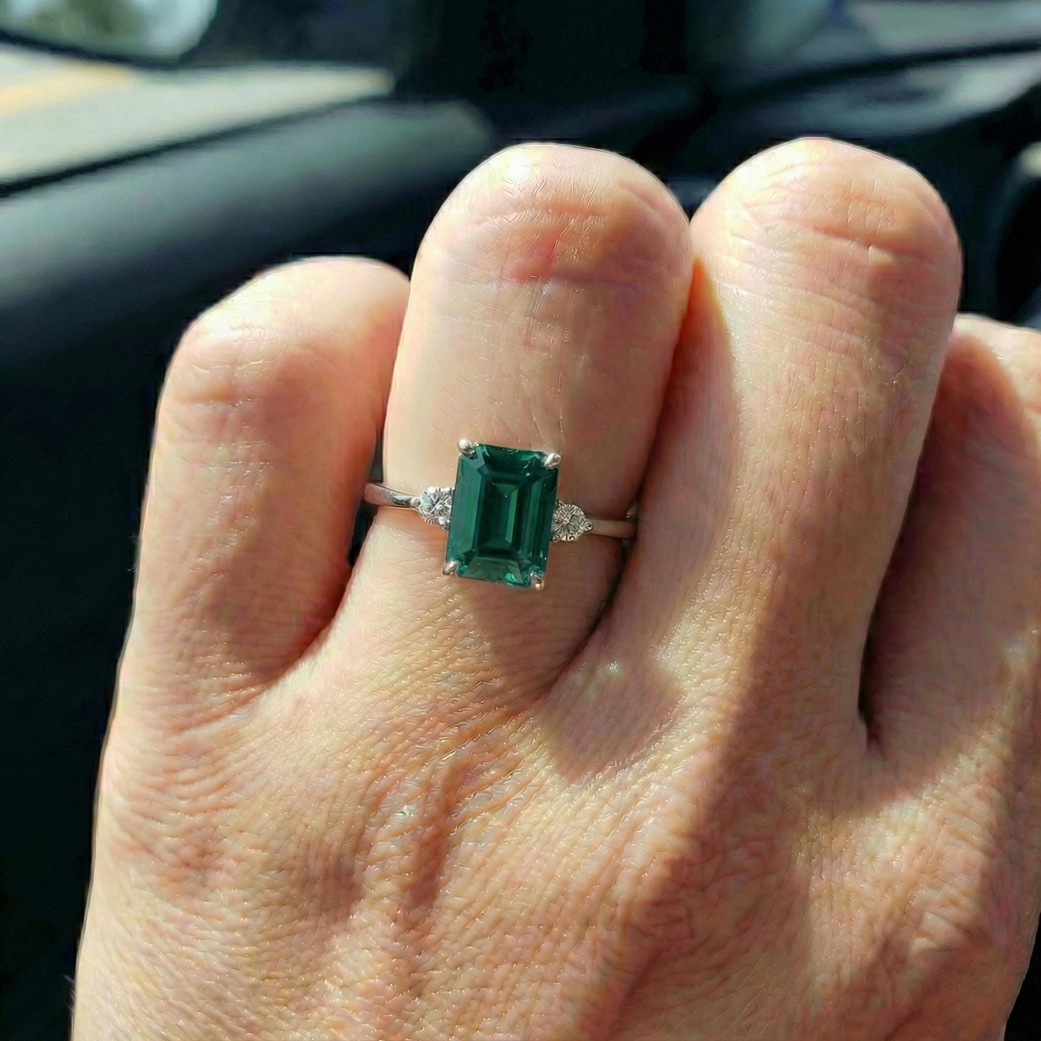 1.75ct Emerald Ring, Emerald Cut Emerald Ring, 14K Gold Statement Ring, Certified Stone Ring, May Birthstone