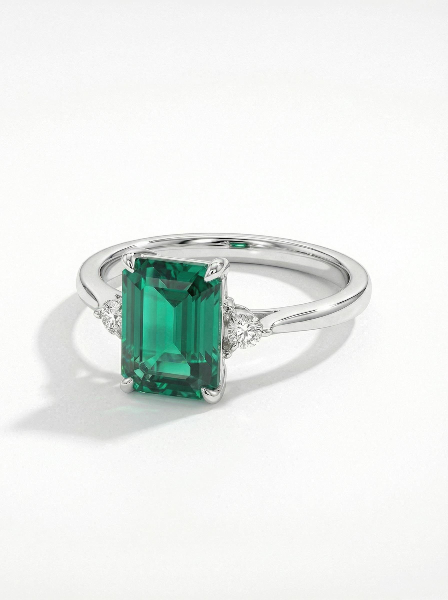 1.75ct Emerald Ring, Emerald Cut Emerald Ring, 14K Gold Statement Ring, Certified Stone Ring, May Birthstone