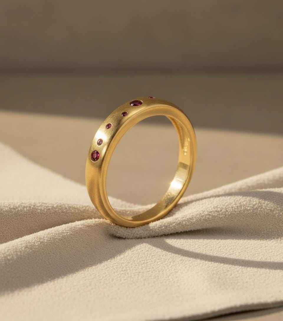 Push Present Birthstone Ring Garnet Wedding Band Push Present Birthstone Ring Flush Set Stacking Ring January Birthstone Jewelry