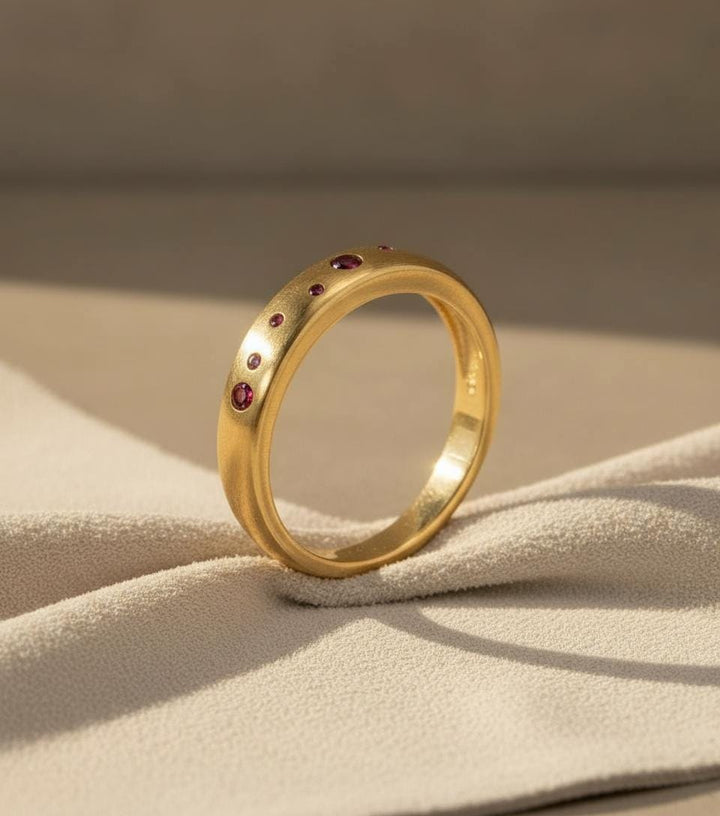 Push Present Birthstone Ring Garnet Wedding Band Push Present Birthstone Ring Flush Set Stacking Ring January Birthstone Jewelry