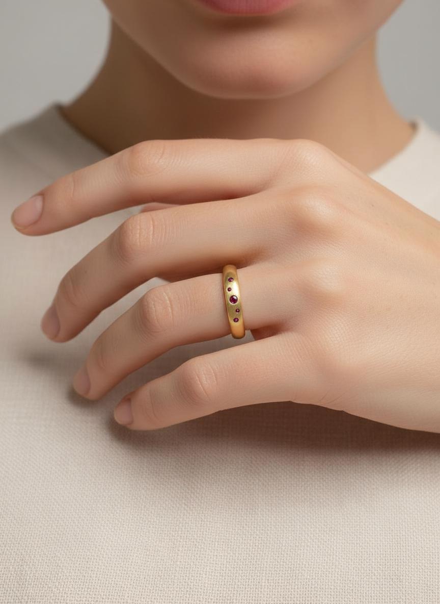 Push Present Birthstone Ring Garnet Wedding Band Push Present Birthstone Ring Flush Set Stacking Ring January Birthstone Jewelry