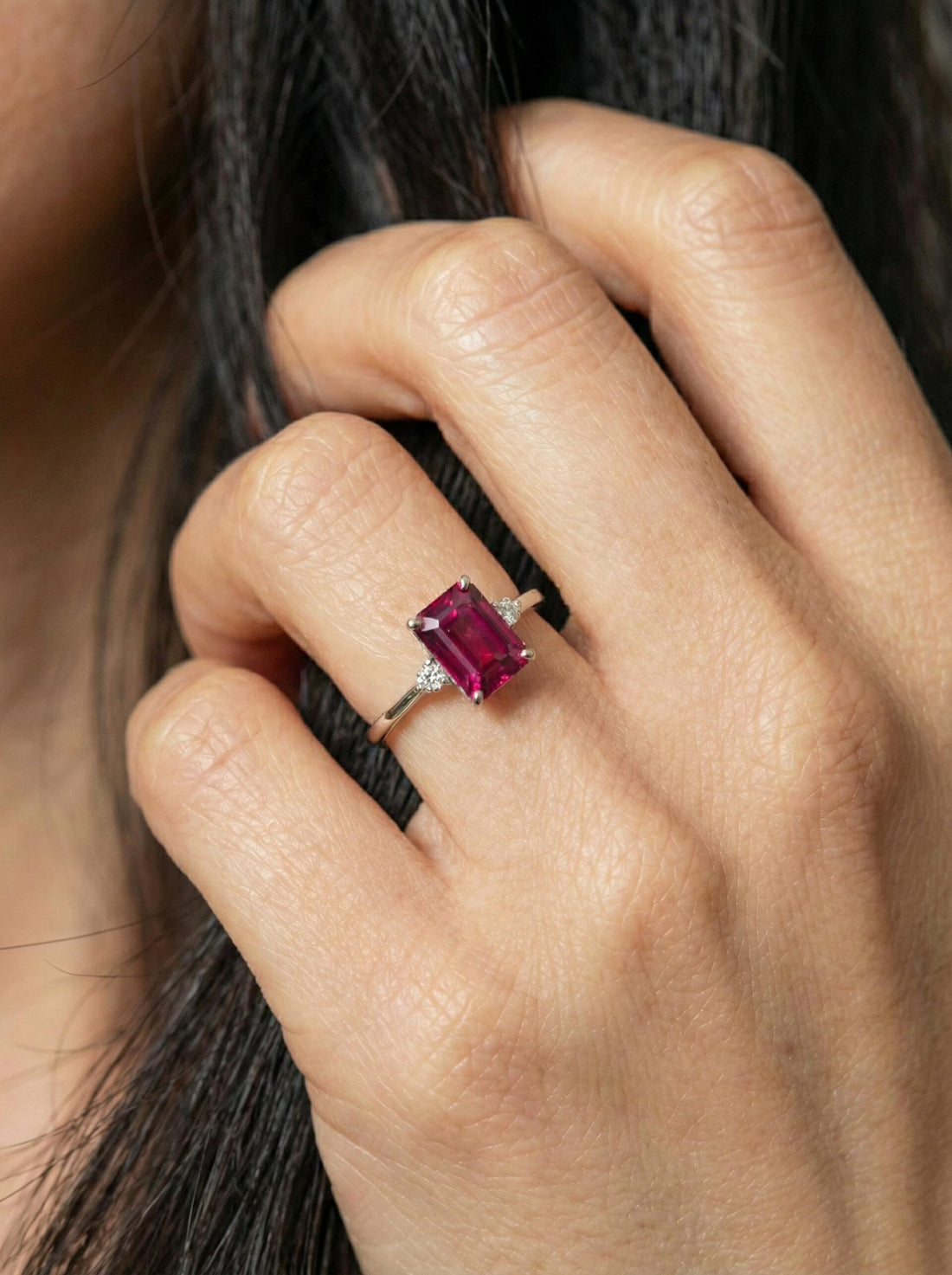 1.75ct Ruby Ring, Emerald Cut Ruby Ring, 14K Gold Statement Ring, Certified Stone Ring, July Birthstone