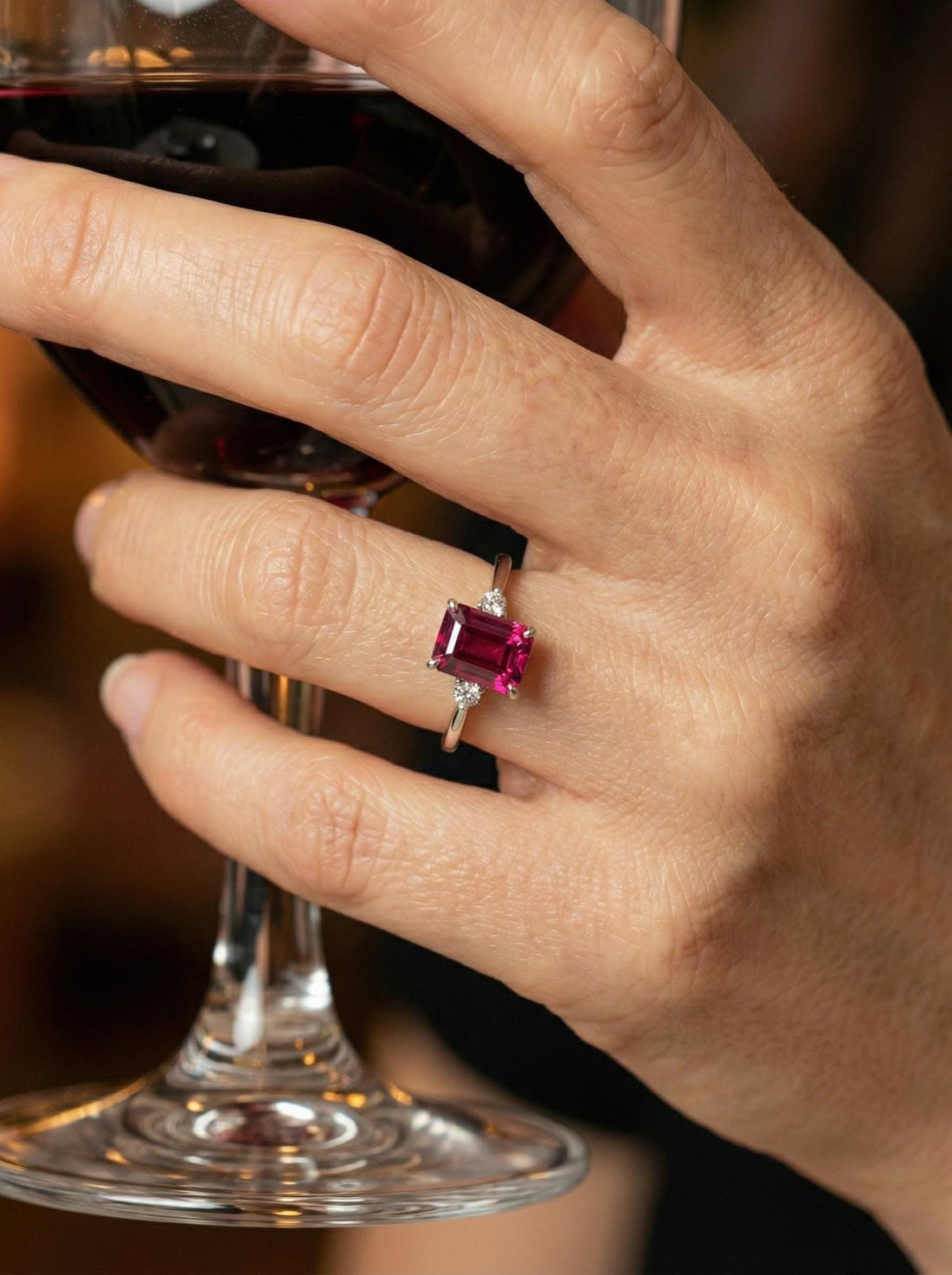 1.75ct Ruby Ring, Emerald Cut Ruby Ring, 14K Gold Statement Ring, Certified Stone Ring, July Birthstone