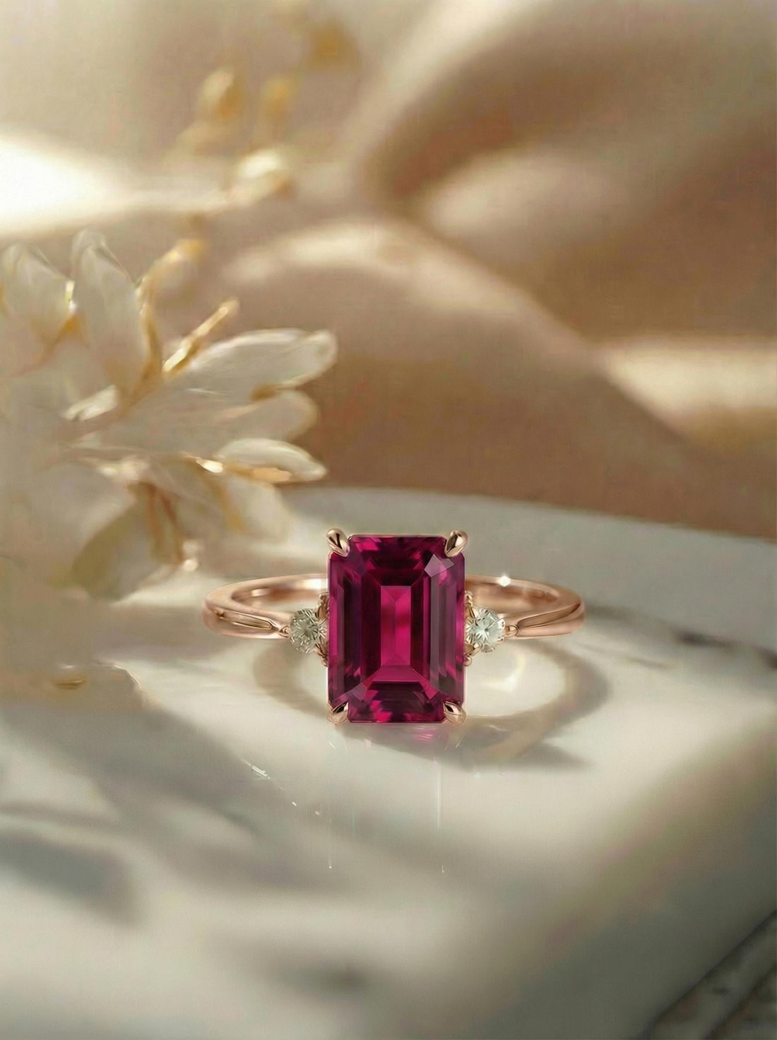 1.75ct Ruby Ring, Emerald Cut Ruby Ring, 14K Gold Statement Ring, Certified Stone Ring, July Birthstone