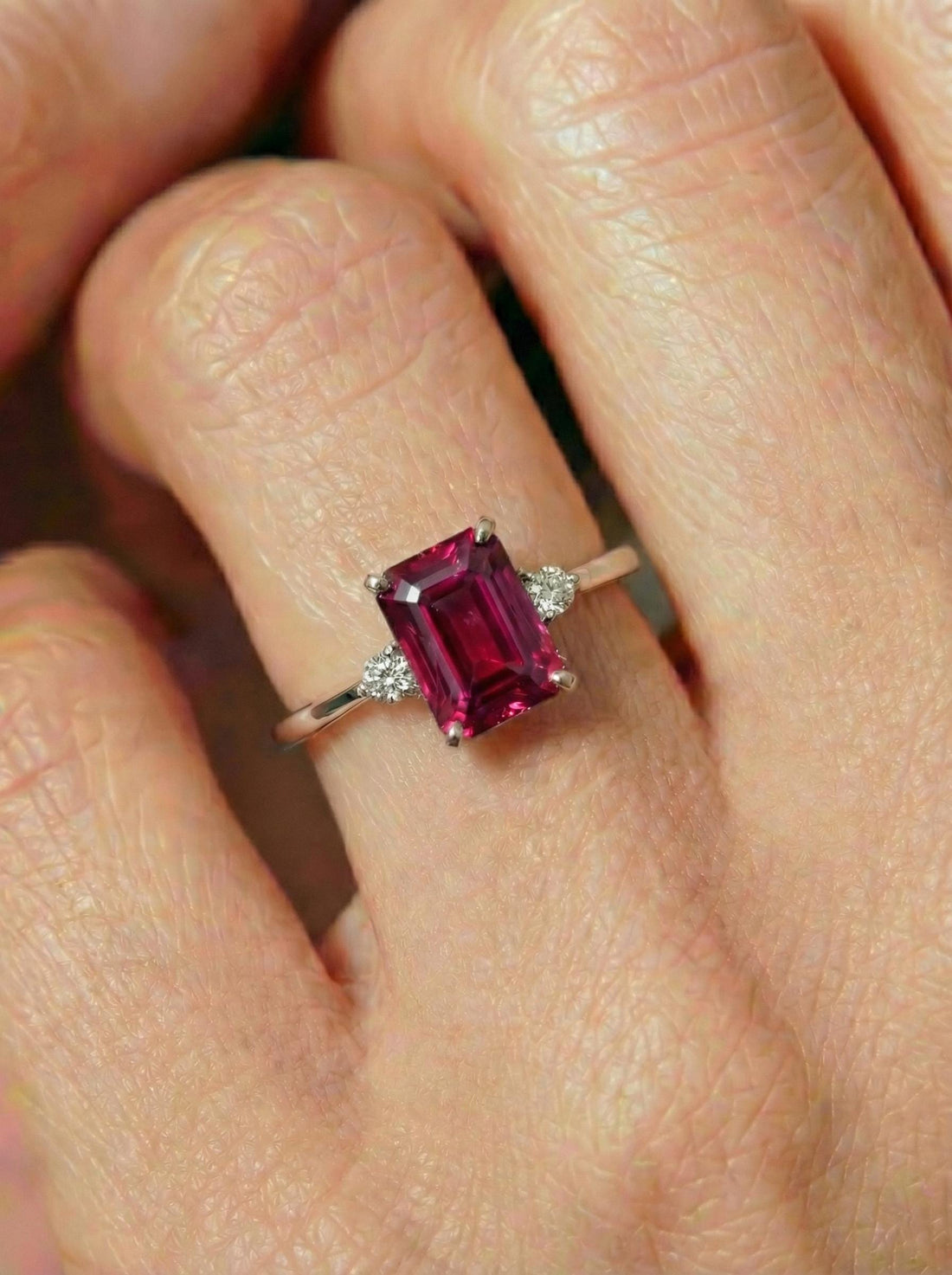 1.75ct Ruby Ring, Emerald Cut Ruby Ring, 14K Gold Statement Ring, Certified Stone Ring, July Birthstone