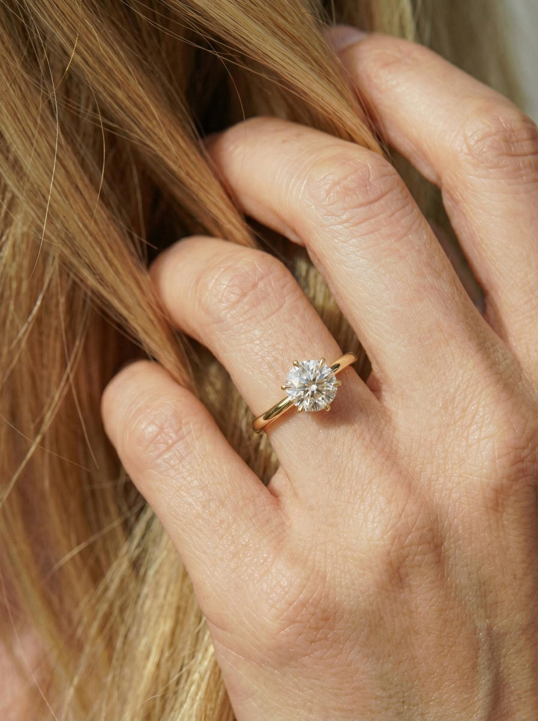 6-Prong Solitaire Engagement Ring, 1.0ct - 2.0ct Round Moissanite Ring, 14K Solid Gold Anniversary Ring, April Birthstone Promise Ring