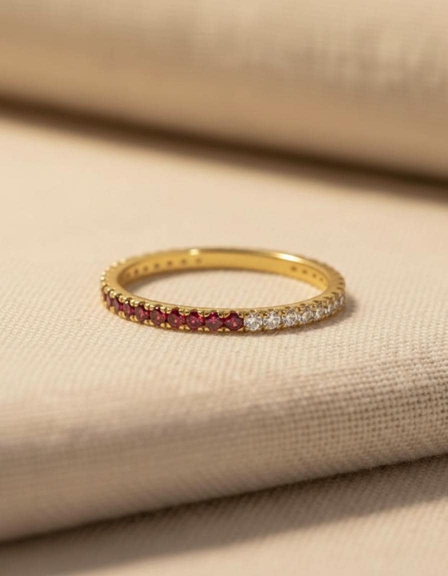 Red Garnet Diamond Band, January Birthstones, Garnet Full Eternity Wedding Band, Diamond Wedding Ring, Anniversary Rings