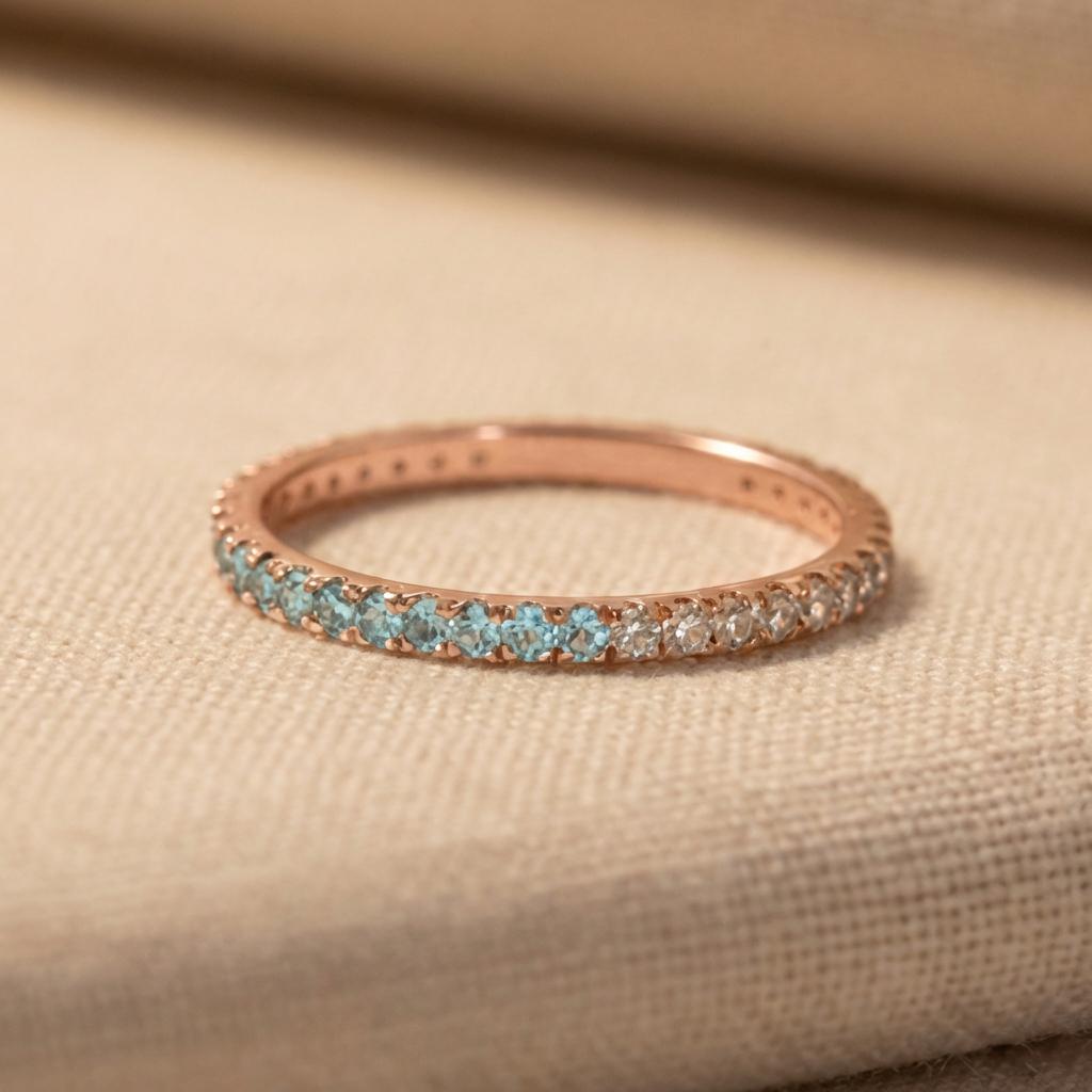 Aquamarine Diamond Band, March Birthstones, Aquamarine Full Eternity Wedding Band, Diamond Wedding Ring, Anniversary Rings