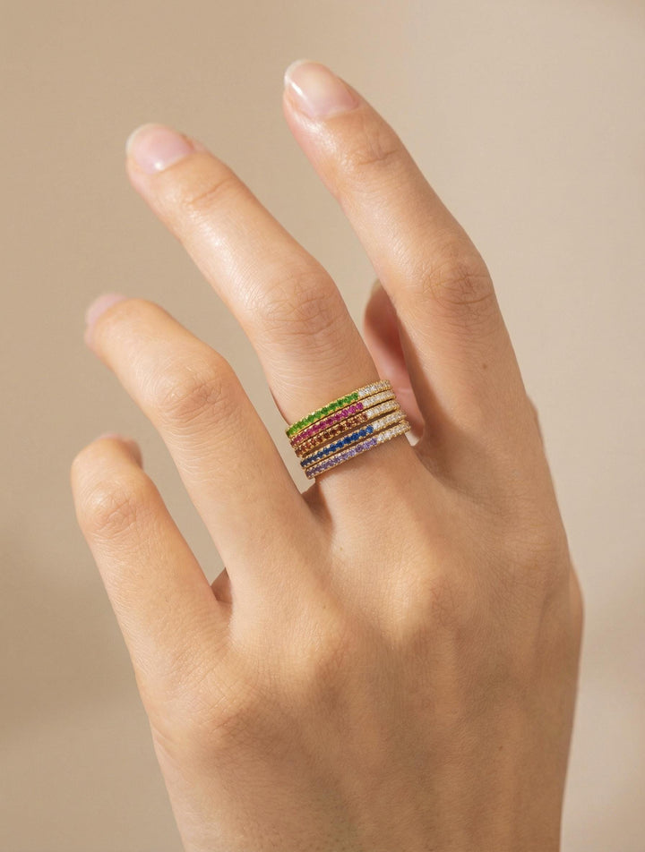 Bridesmaid Gift Birthstone Ruby Wedding Band, Dainty Red Gemstone Stacking Ring, July Birthday Jewelry