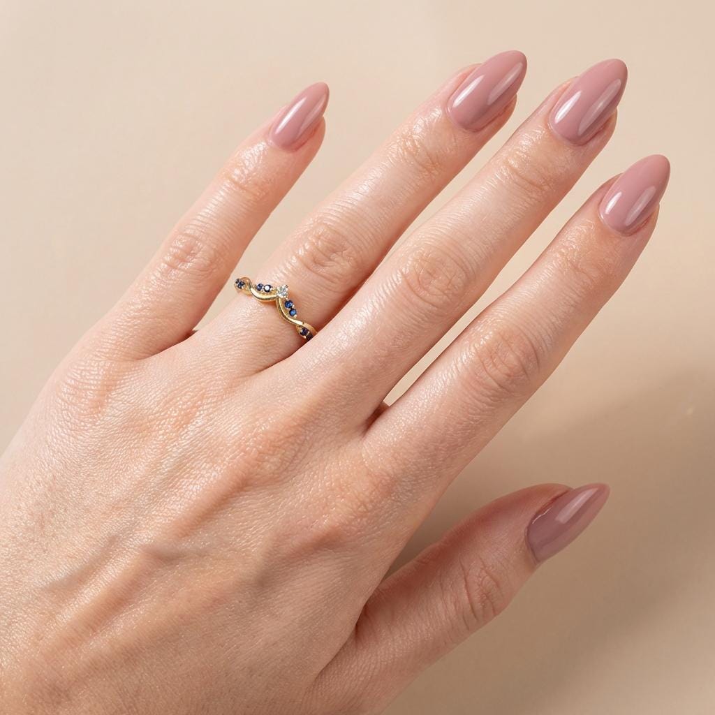 Moissanite Curved Wedding Band Vine Chevron Ring V Shape Stacking Ring Contour Band Art Deco Bridal Jewelry Nature Inspired