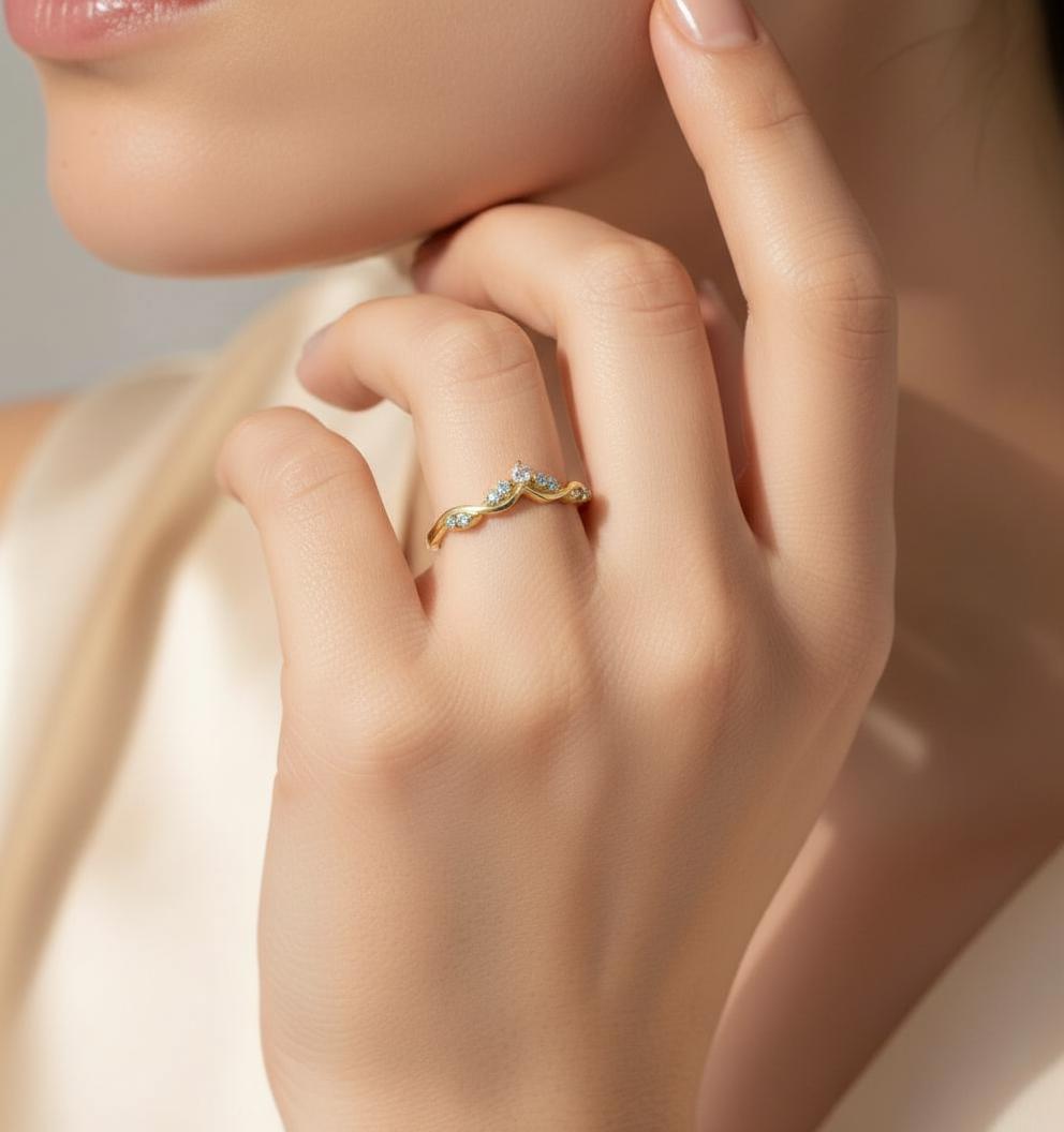 Aquamarine Wedding Band Curved V Shape Ring Light Blue Gemstone Stacking Ring Sterling Silver Vine Twist Chevron March Birthstone Jewelry