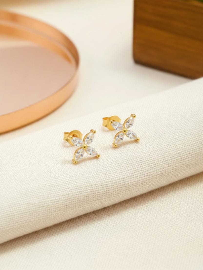 Bridesmaid Gift Lab Grown Diamond Necklace, Marquise Flower Pendant,  Minimalist Wedding Jewelry, Gift Set 0.40ct
