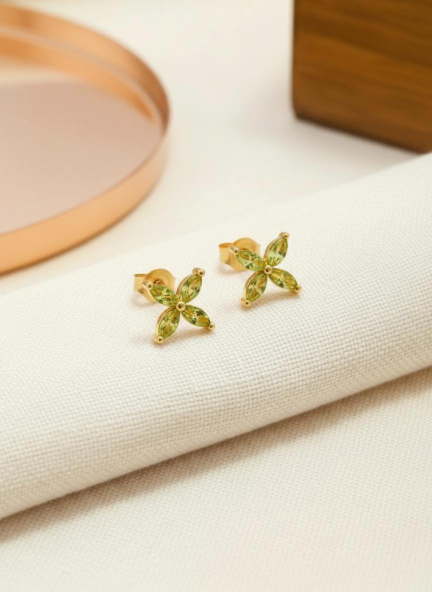 Peridot Necklace Marquise Flower Pendant Bridesmaid Gift  August Birthstone Charm Dainty Floral Cross