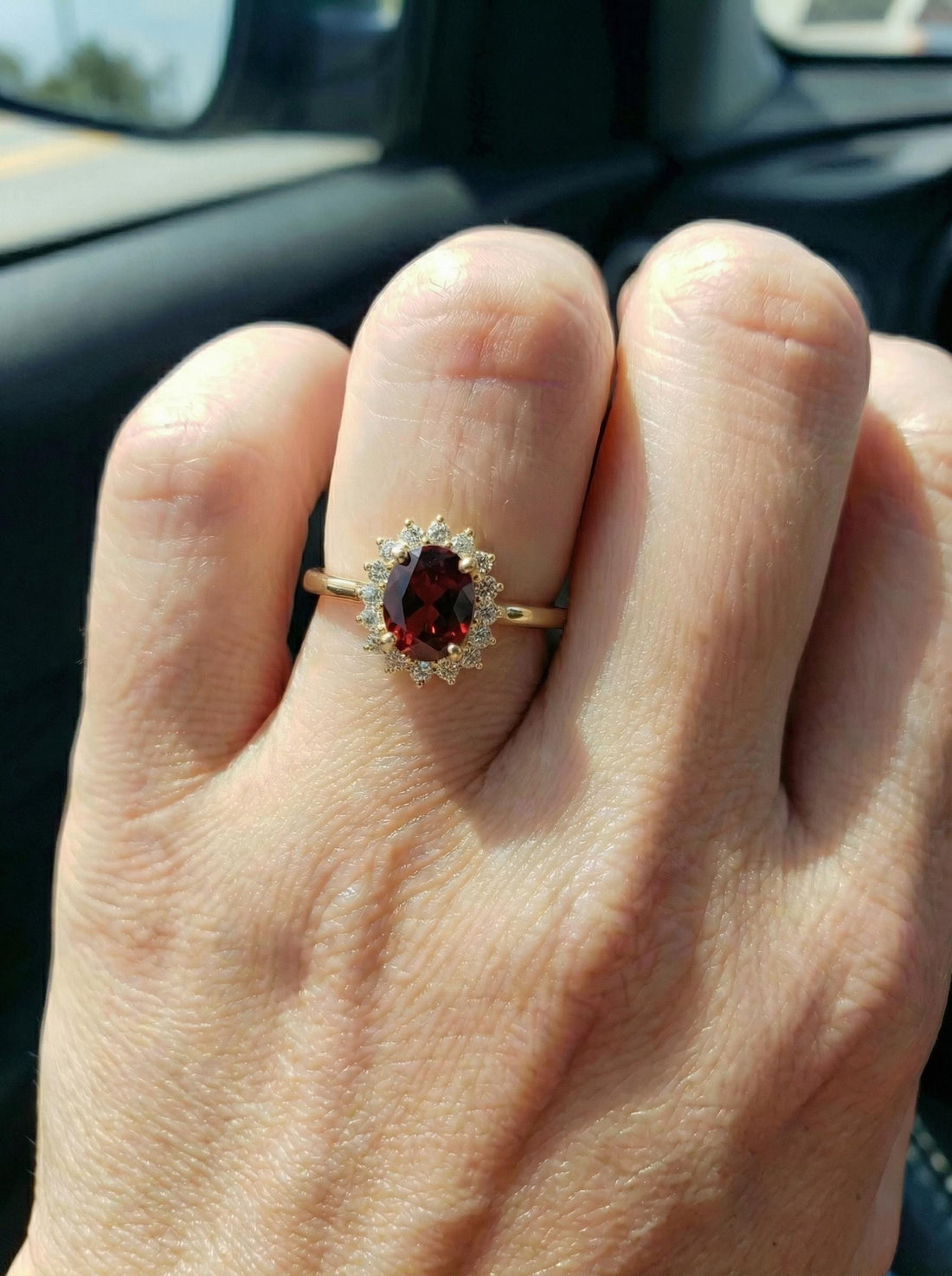 Garnet Wedding Band Ring Vintage Style Travel Ring For Women Oval Cut Deep Red Gemstone January Birthstone Jewelry Gift
