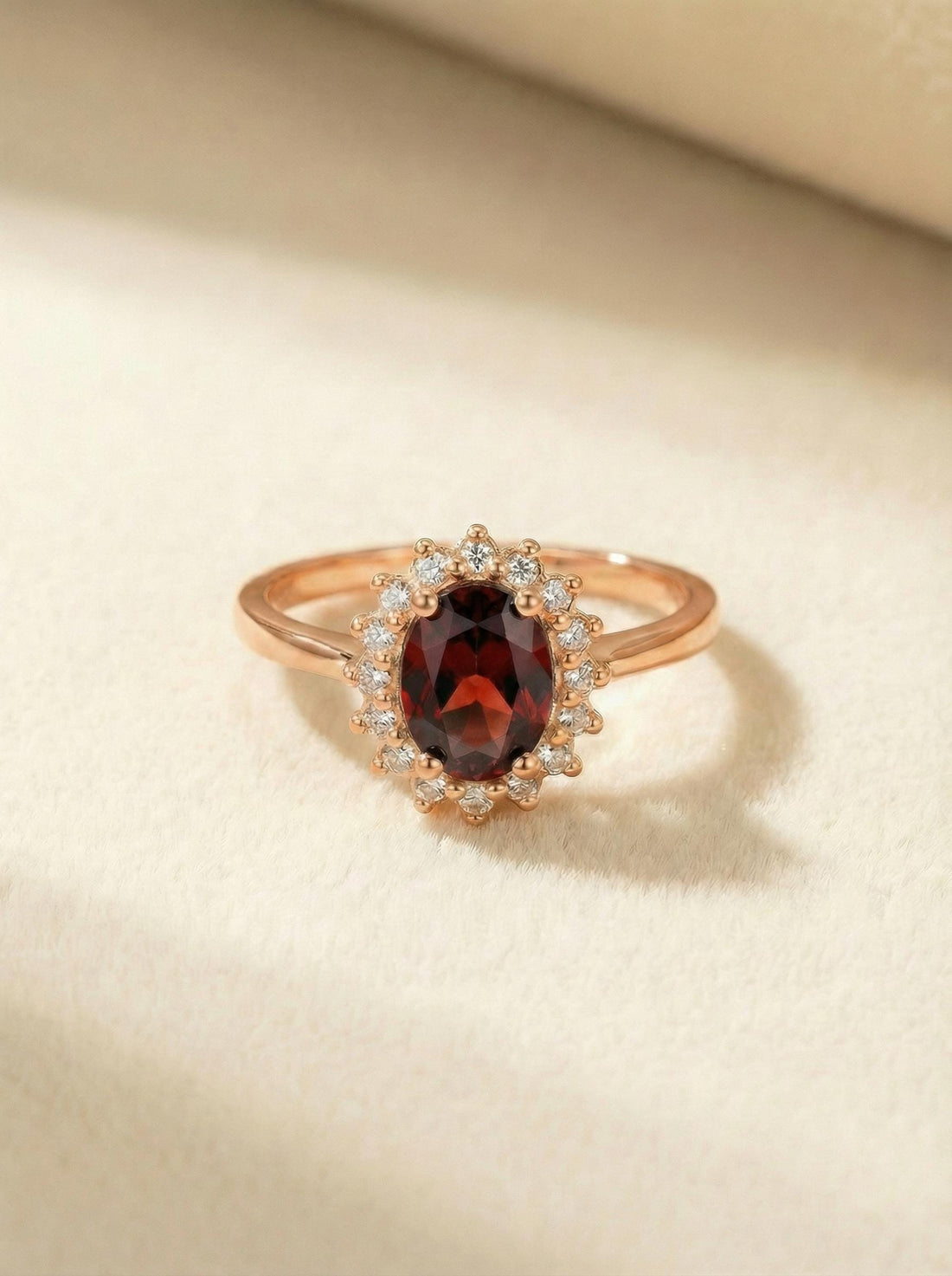 Garnet Wedding Band Ring Vintage Style Travel Ring For Women Oval Cut Deep Red Gemstone January Birthstone Jewelry Gift