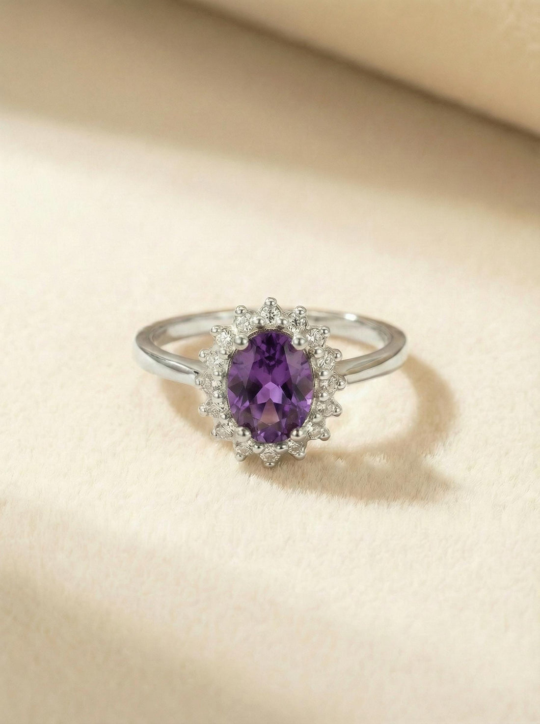 Amethyst Engagement Ring Travel Ring Vintage Art Deco Style February Birthstone Proposal Jewelry Gift For Her