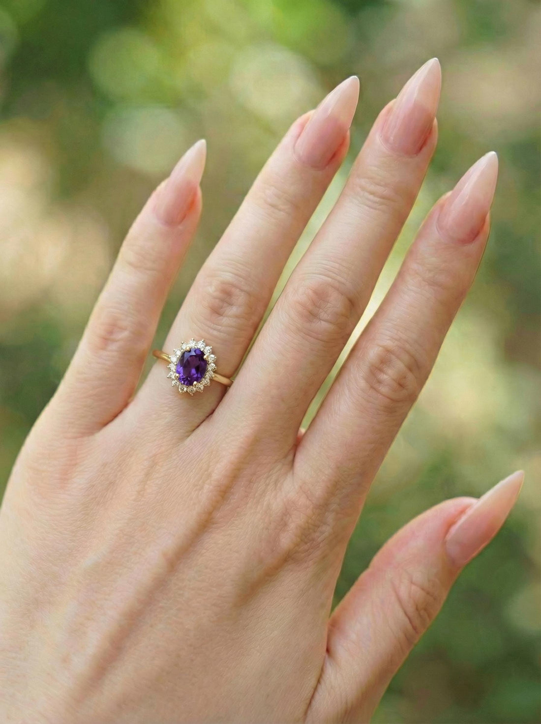 Amethyst Engagement Ring Travel Ring Vintage Art Deco Style February Birthstone Proposal Jewelry Gift For Her