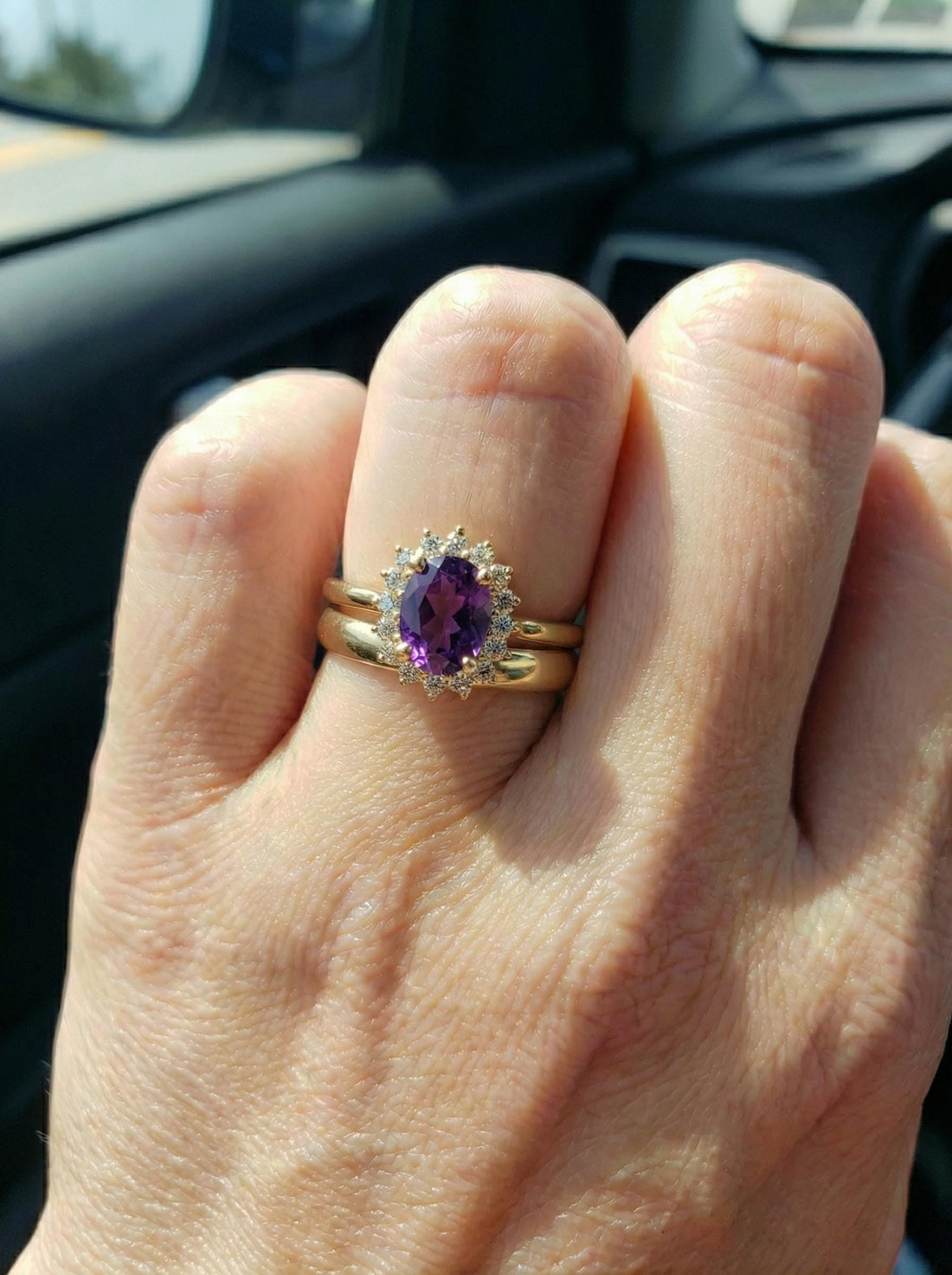 Amethyst Engagement Ring Travel Ring Vintage Art Deco Style February Birthstone Proposal Jewelry Gift For Her