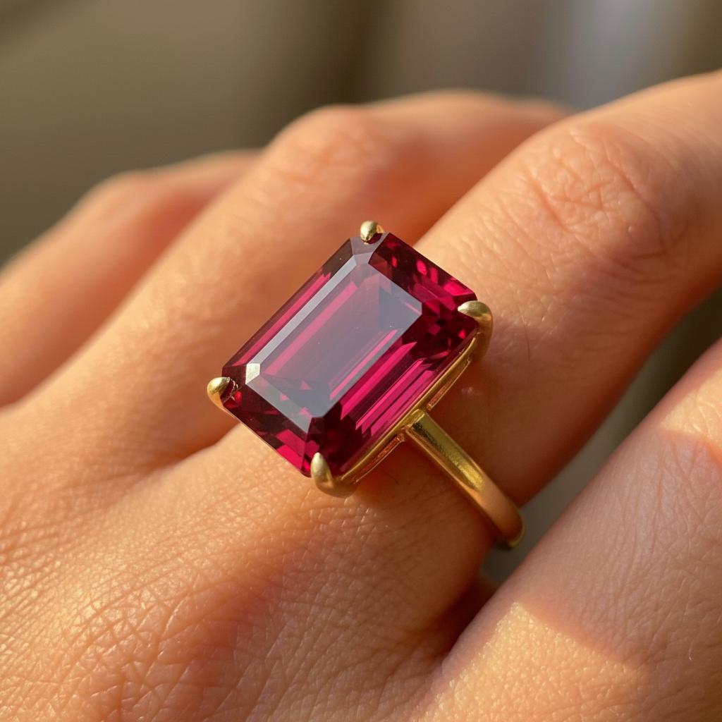 Large Ruby Ring, Emerald Cut 12 x 16 Ruby Ring, 14K Gold Statement Ring, July Birthstone, Gift For Mother