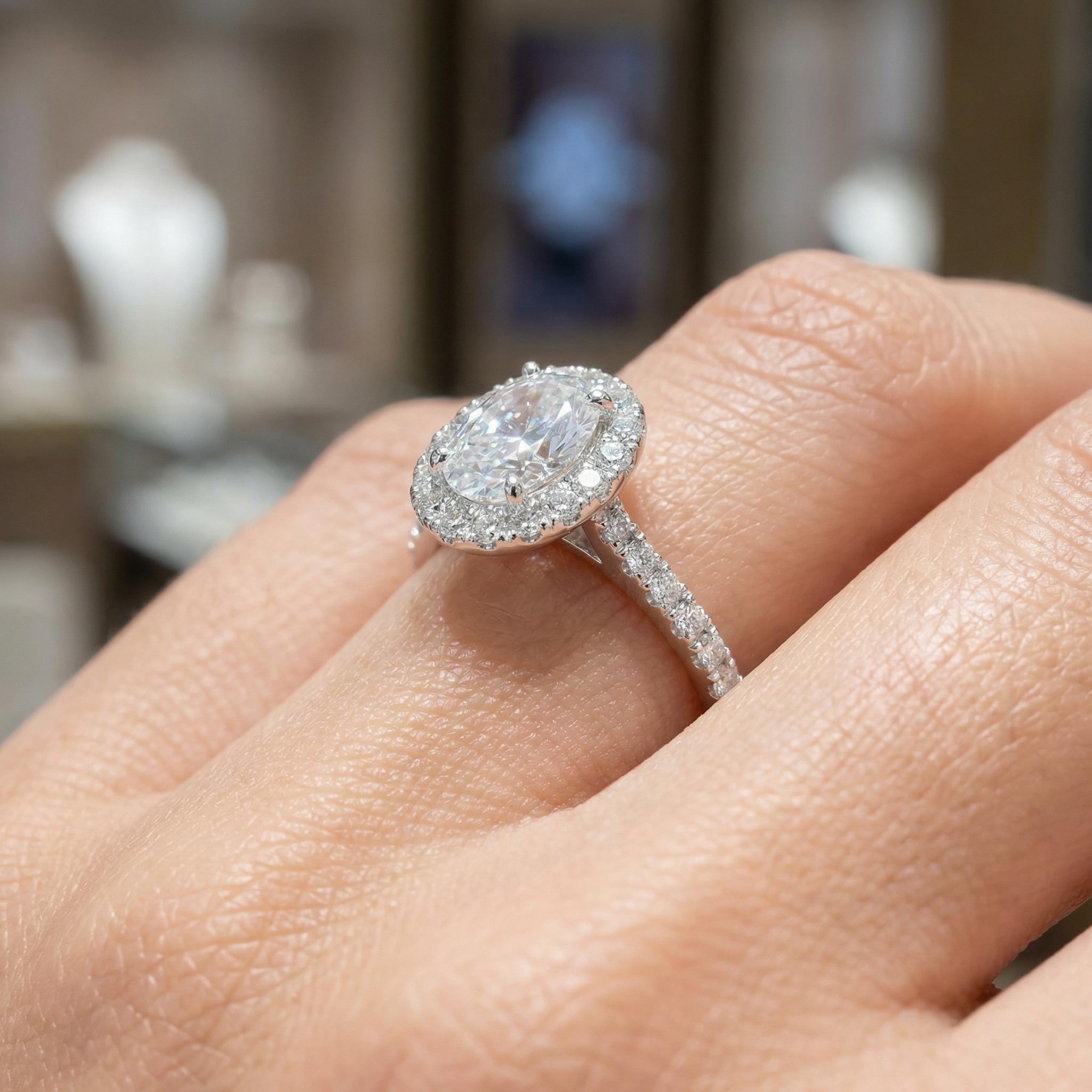 Simulated Diamond Engagement Ring Travel Ring Proposal Oval Cut Anniversary Ring