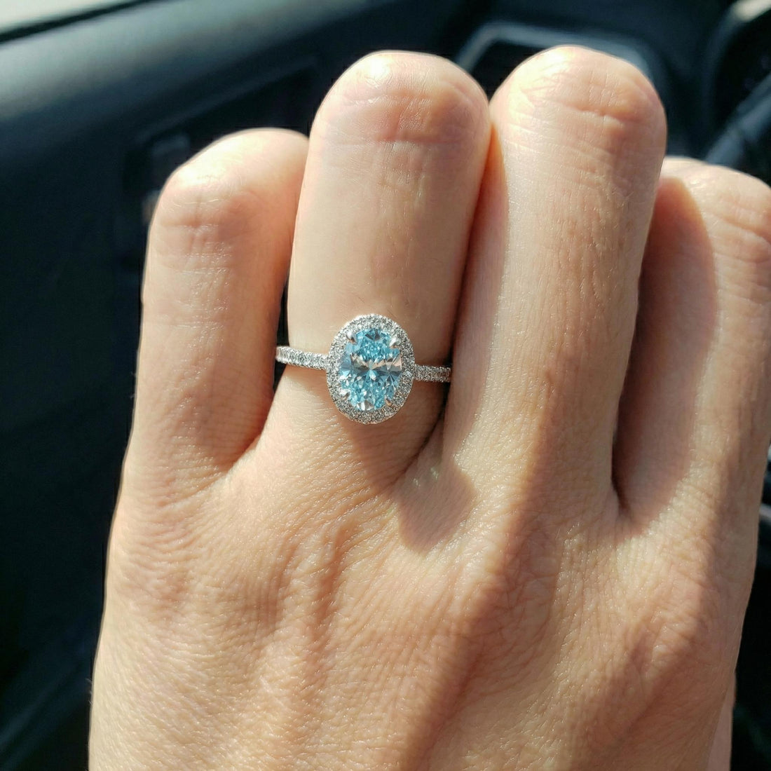 Aquamarine Engagement Ring Travel Proposal Jewelry Halo Light Blue Oval Gemstone Promise Ring March Birthstone Gift For Her