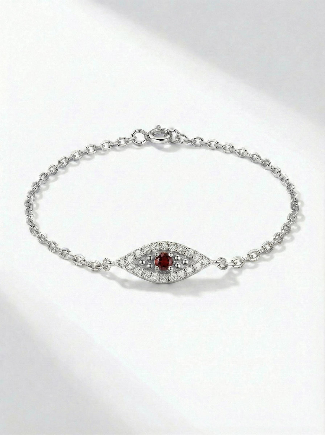 Garnet Evil Eye Bracelet, January Birthstone Protection Jewelry, 14K Gold Talisman Bracelet, Bridesmaid Gift for Her