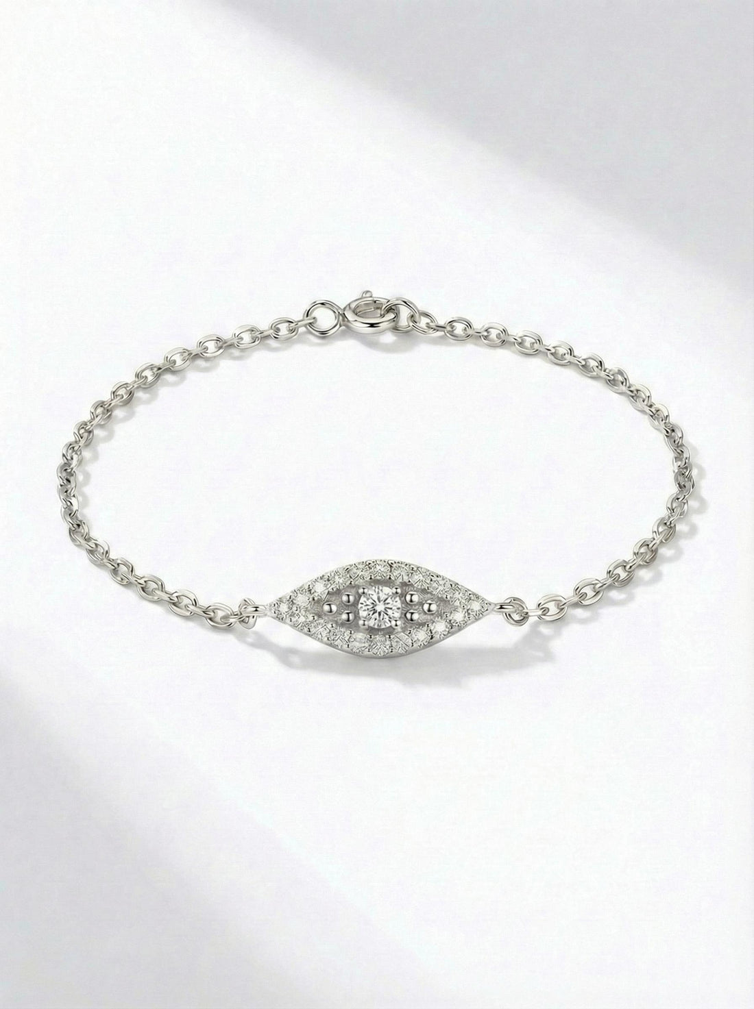 Moissanite Evil Eye Bracelet, Gold Protection Bracelet, Dainty Talisman Jewelry, Bridesmaid Gift for Her