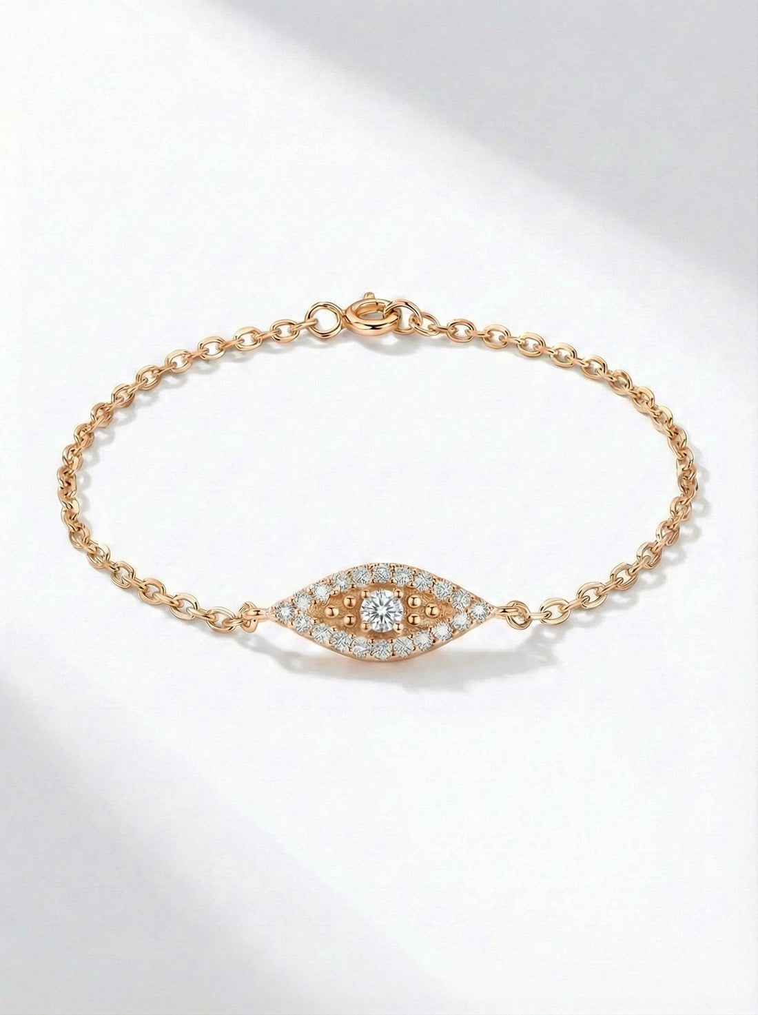 Moissanite Evil Eye Bracelet, Gold Protection Bracelet, Dainty Talisman Jewelry, Bridesmaid Gift for Her