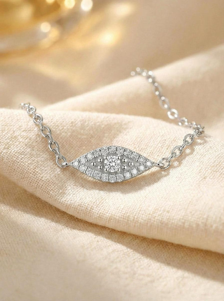 Moissanite Evil Eye Bracelet, Gold Protection Bracelet, Dainty Talisman Jewelry, Bridesmaid Gift for Her