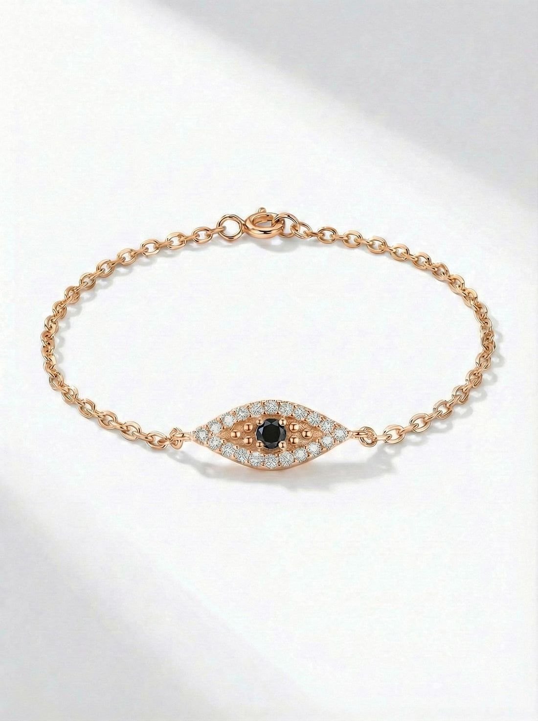 Black Diamond Evil Eye Bracelet, 14K Gold Protection Bracelet, Micro Pave Diamond Jewelry, Good Luck Gift for Her