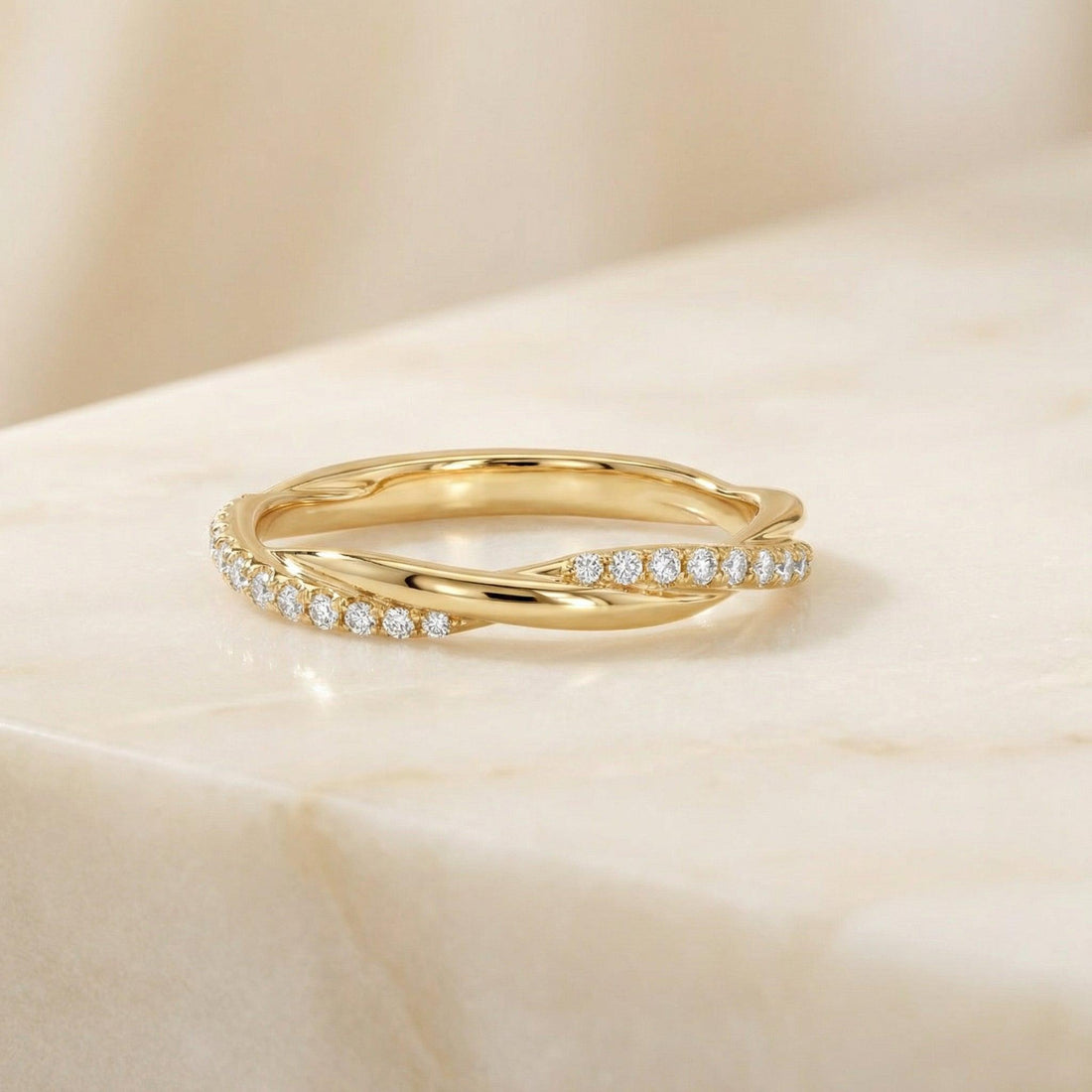 Lab-Grown Diamond Wedding Ring, Twisted Pavé Stacking Band, Matching Infinity Ring Gift for Her (2.00mm)