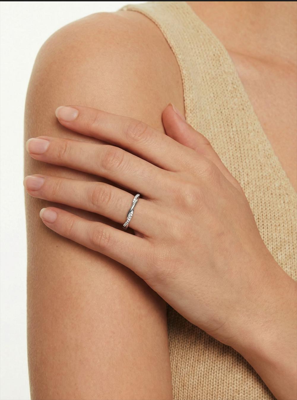 Lab-Grown Diamond Wedding Ring, Twisted Pavé Stacking Band, Matching Infinity Ring Gift for Her (2.00mm)