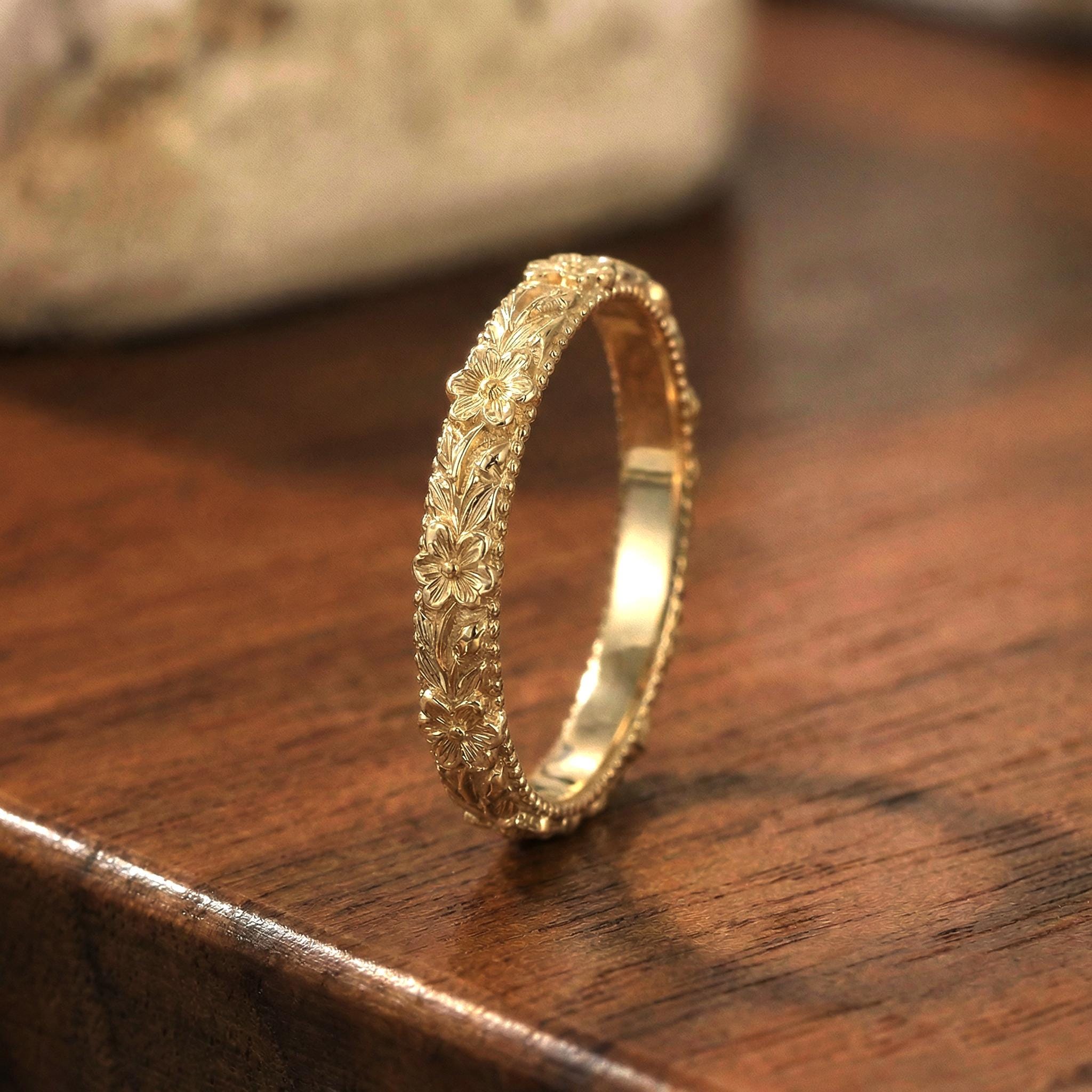 Violet Flower Ring for Her – February Birthday Gift – Unique Vintage Style Flora Ring-Bridemaid Gift