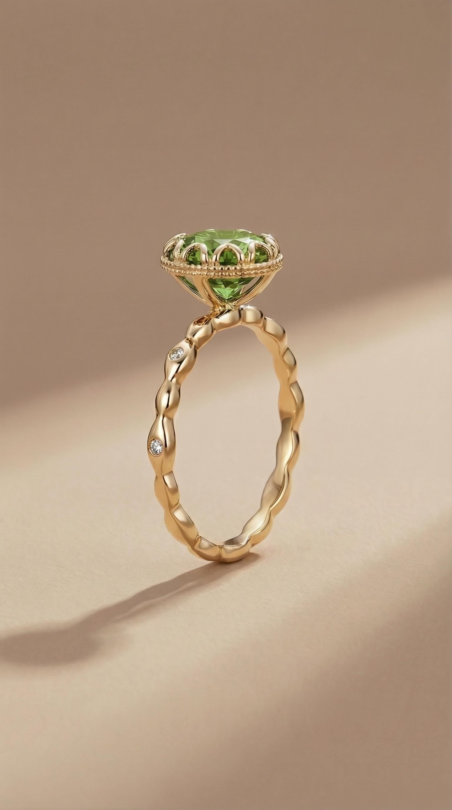 2ct Peridot Ring, Vintage Round Cut Peridot Ring,  Antique Wedding Women's Ring, Art Deco Engagement Ring, August Birthstone