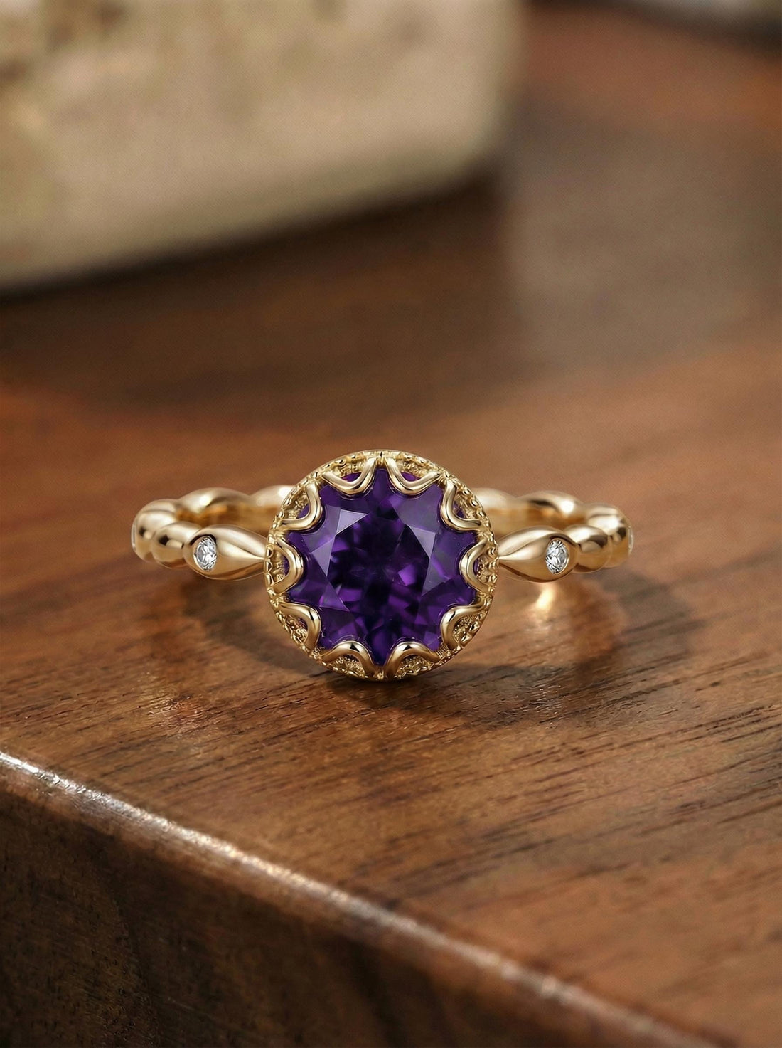1ct - 2ct Amethyst Ring, Vintage Round Cut Amethyst Ring, Antique Wedding Women's Ring, Art Deco Engagement Ring, February Birthstone