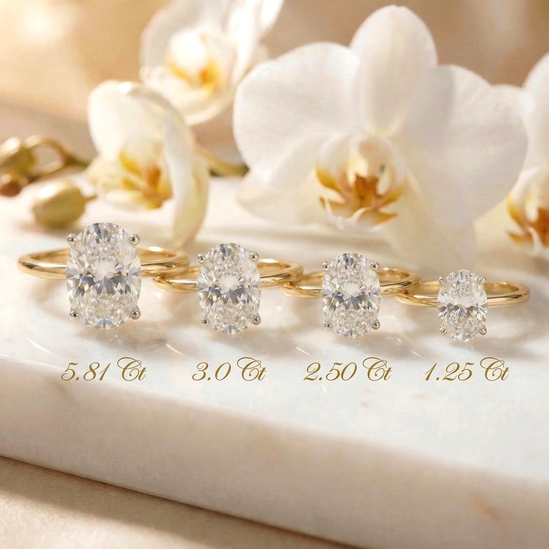 1.25ct - 5.81ct Oval Cut Simulated Diamond Ring, Two-Tone Yellow Gold Vermeil Solitaire, Dainty Travel Engagement Ring, Silver Promise Ring