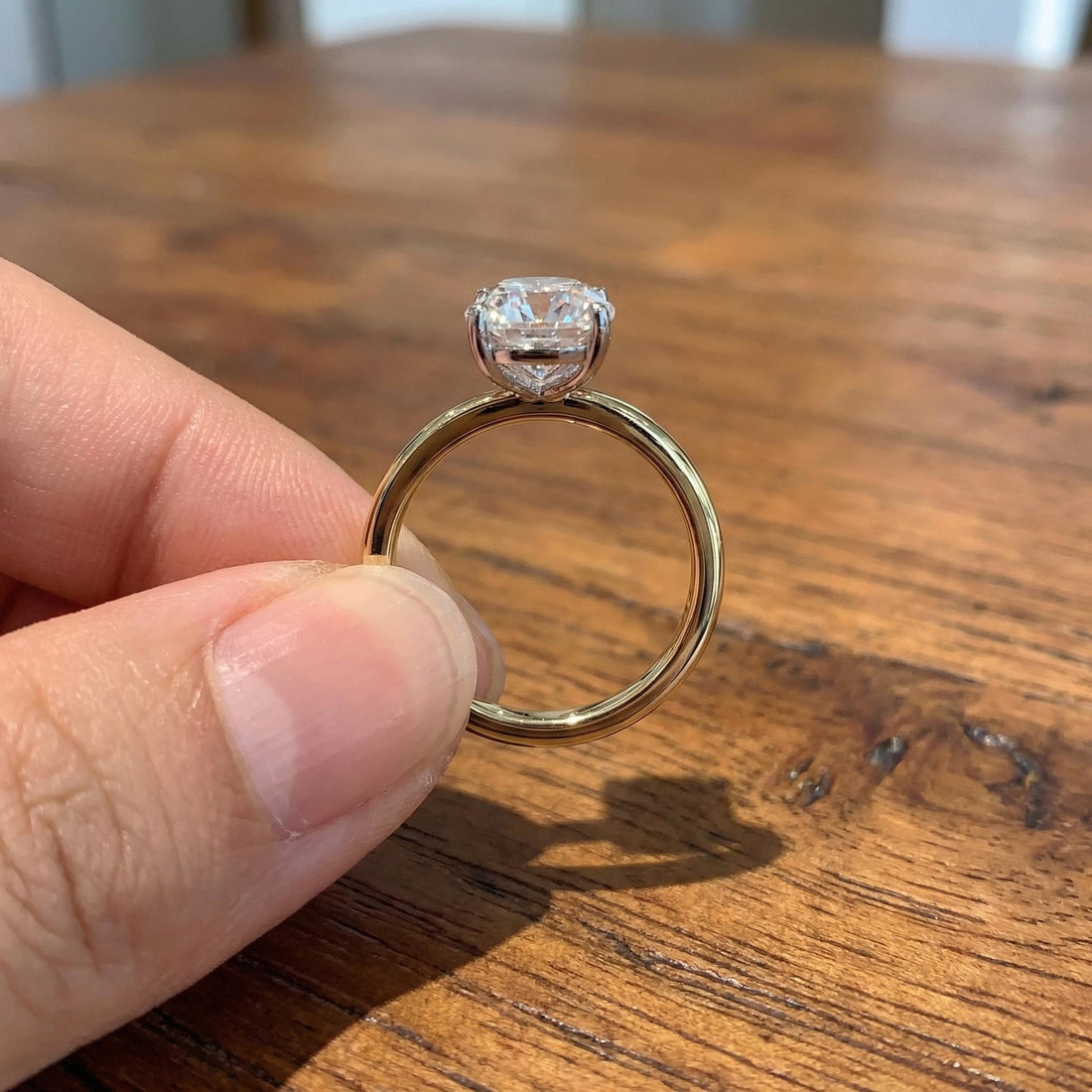 1.25ct - 5.81ct Oval Cut Simulated Diamond Ring, Two-Tone Yellow Gold Vermeil Solitaire, Dainty Travel Engagement Ring, Silver Promise Ring