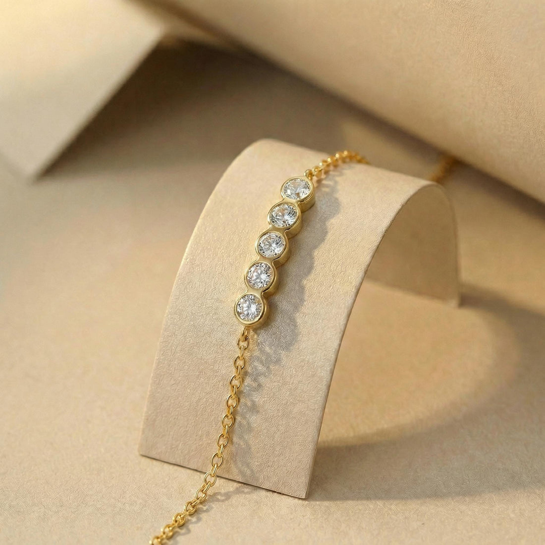 Lab Grown Diamond Bracelet, 14K Gold Bezel Station Chain Bracelet, Minimalist Bridal Jewelry, Bridesmaid Gift for Her