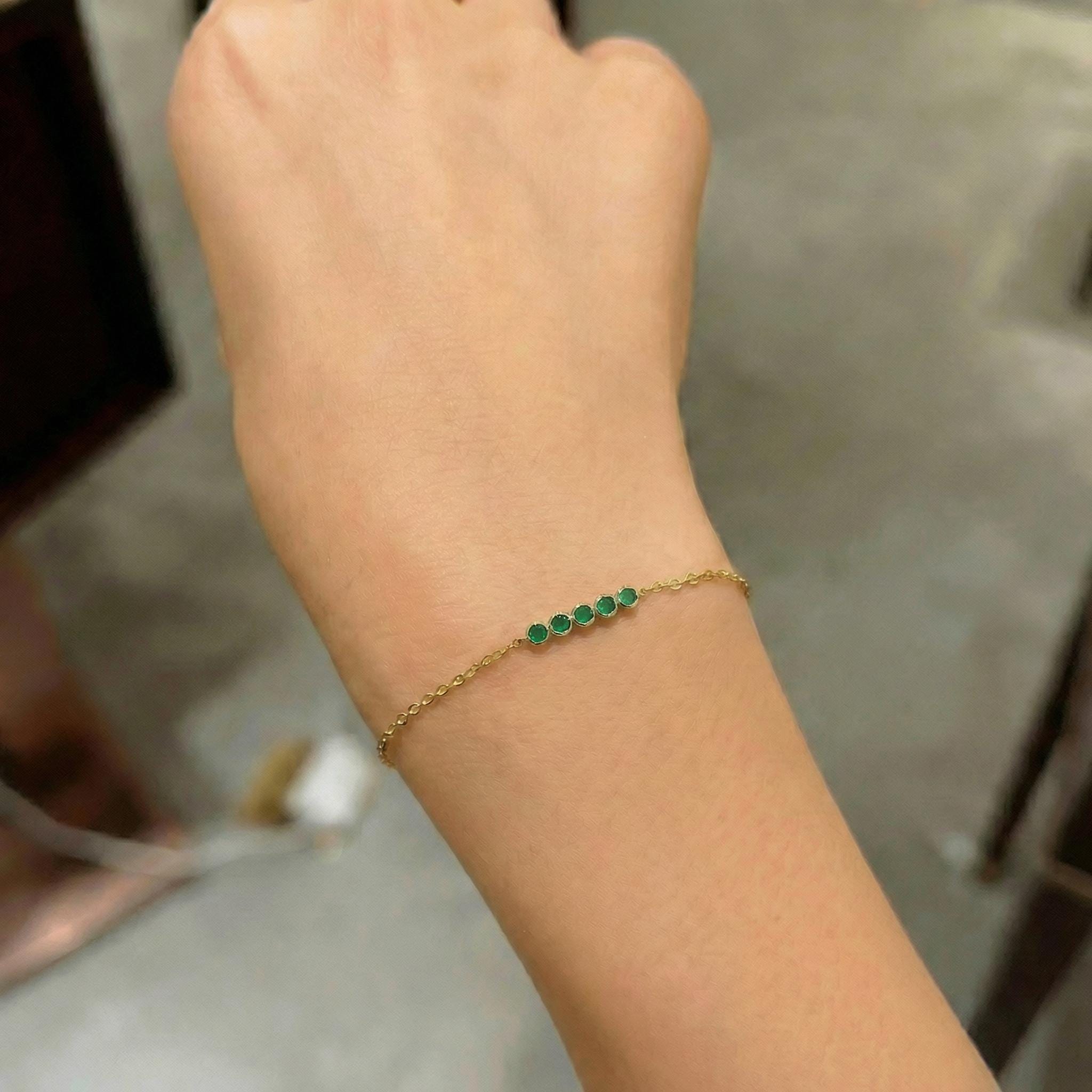 Emerald Birthstone Bracelet, May Birthstone Jewelry, Dainty Gold Bezel Set Bracelet, Personalized Bridesmaid Gift for Her