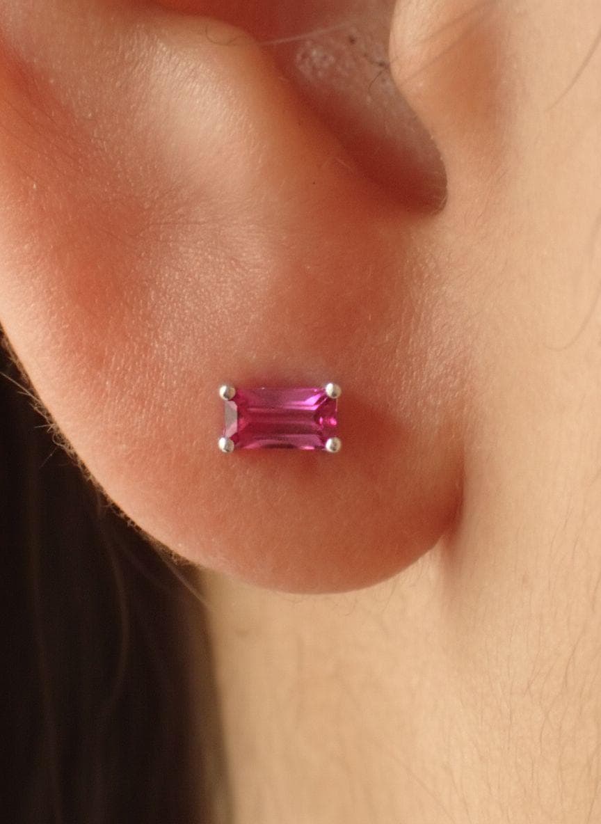 Pink Tourmaline Stud Earrings, October Birthstone Earrings, Dainty Pink Gemstone Jewelry, Minimalist Birthday Gift for Her